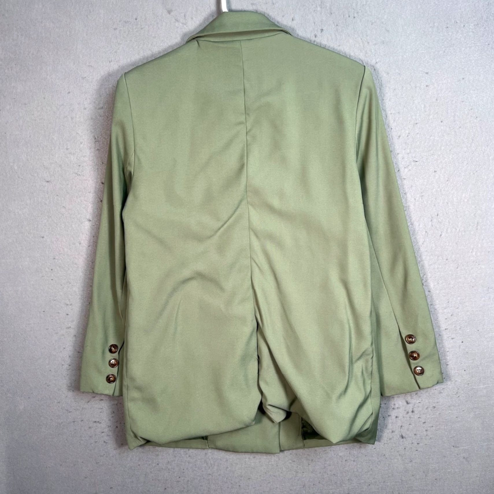 Vintage French Mauve Double-Breasted Blazer Small Sage Green Polyester Womens Size S / US 4 / IT 40 - 2 Thumbnail