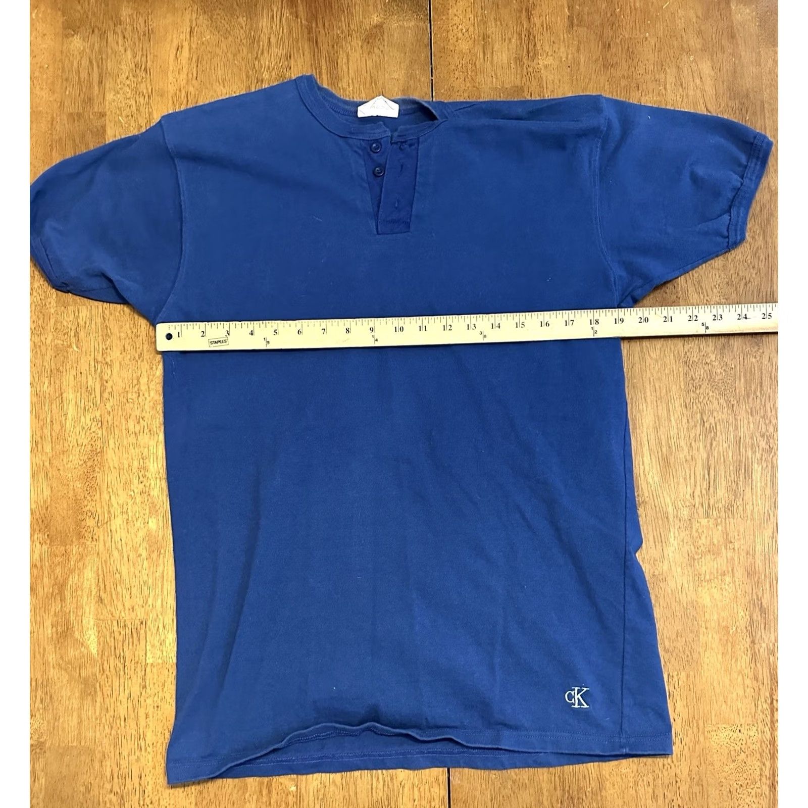 Calvin Klein VINTAGE Calvin Klein Henley Shirt Large Ringer Blue 90s Mens Size US L / EU 52-54 / 3 - 5 Thumbnail