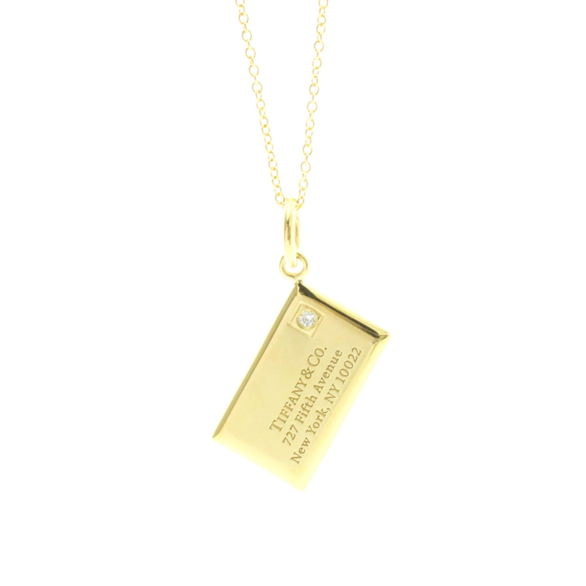 Tiffany & Co. Tiffany Letter Envelope Necklace Yellow Gold (18K) Diamond Men,Women Fashion Pendant Necklace (Gold) Size ONE SIZE - 1 Thumbnail