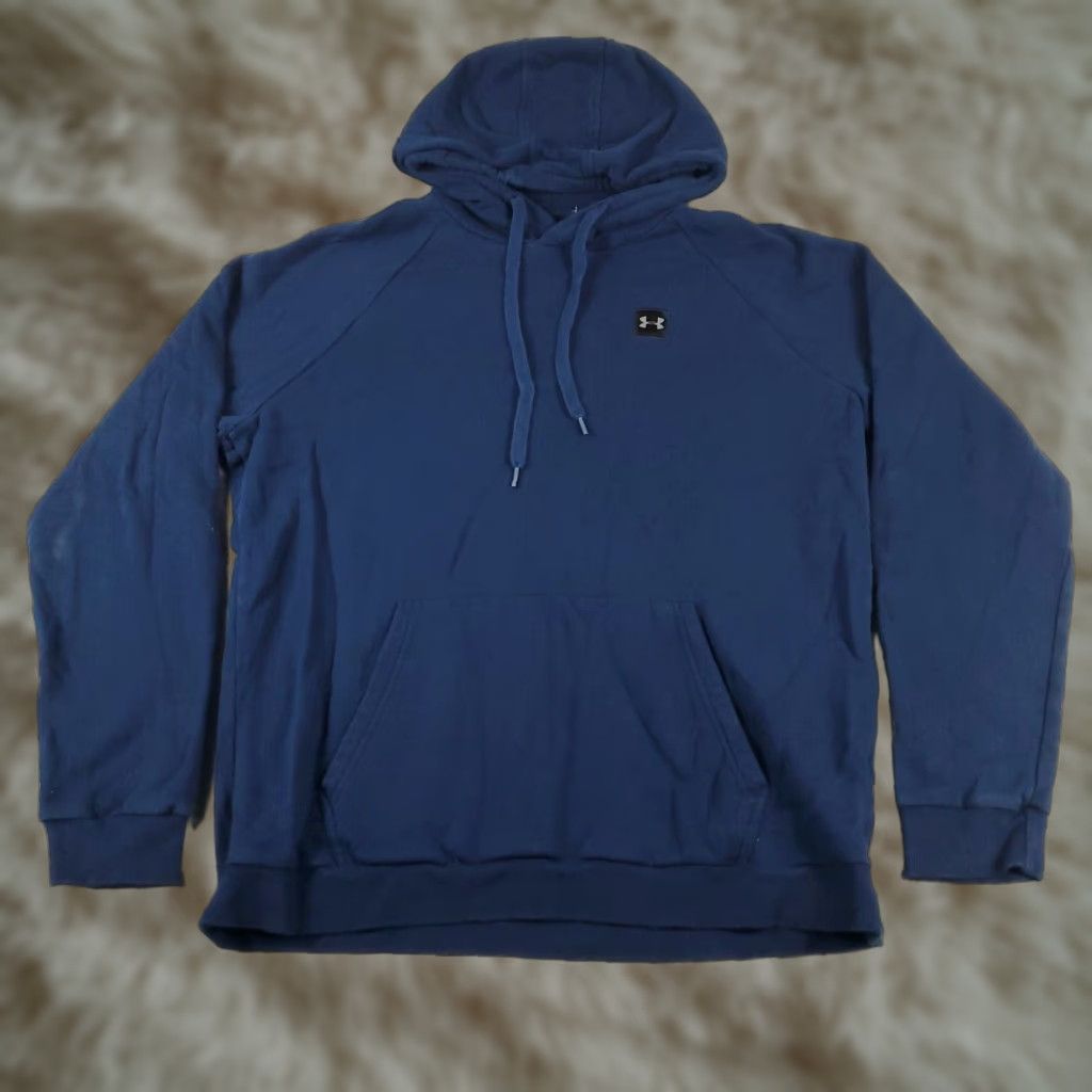 Under Armour Under Armour Hoodie Mens XL Blue Pullover Sweater Sweatshirt Casual Knit Cotton Blend Polyester Mock Neck Long Sleeve Logo - no? Size US XL / EU 56 / 4 - 1 Thumbnail