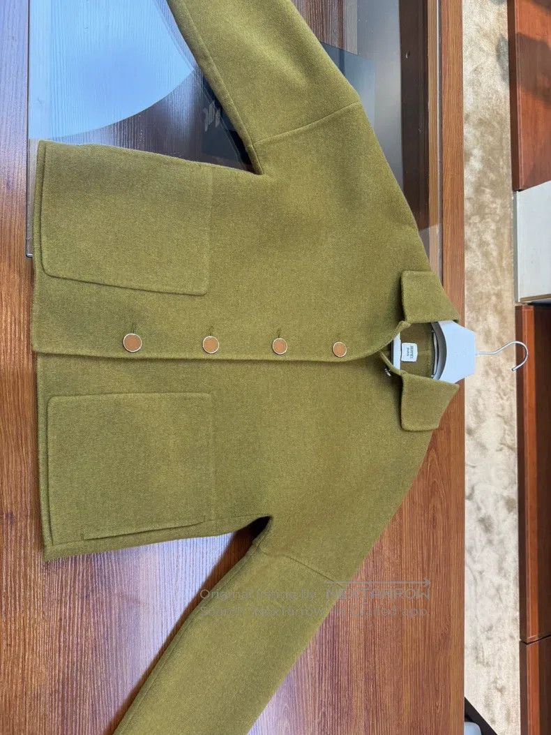 Hermes Hermes Lady Cashmere Short Jacket, Mustard Green Size XS / US 0-2 / IT 36-38 - 1 Thumbnail