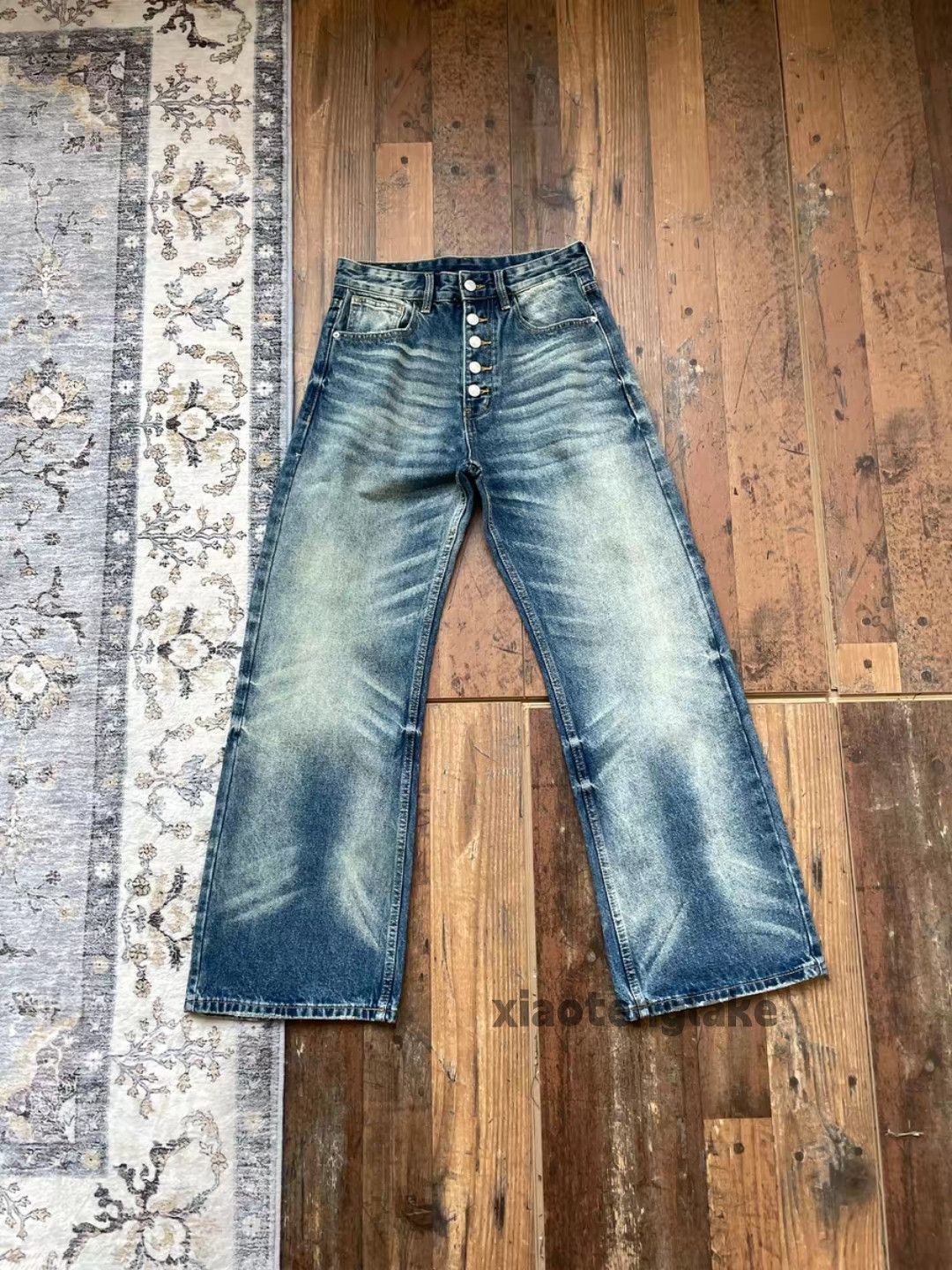 Jean xz vintage distressed faded loose ripped damaged jeans Size US 34 / EU 50 - 1 Thumbnail