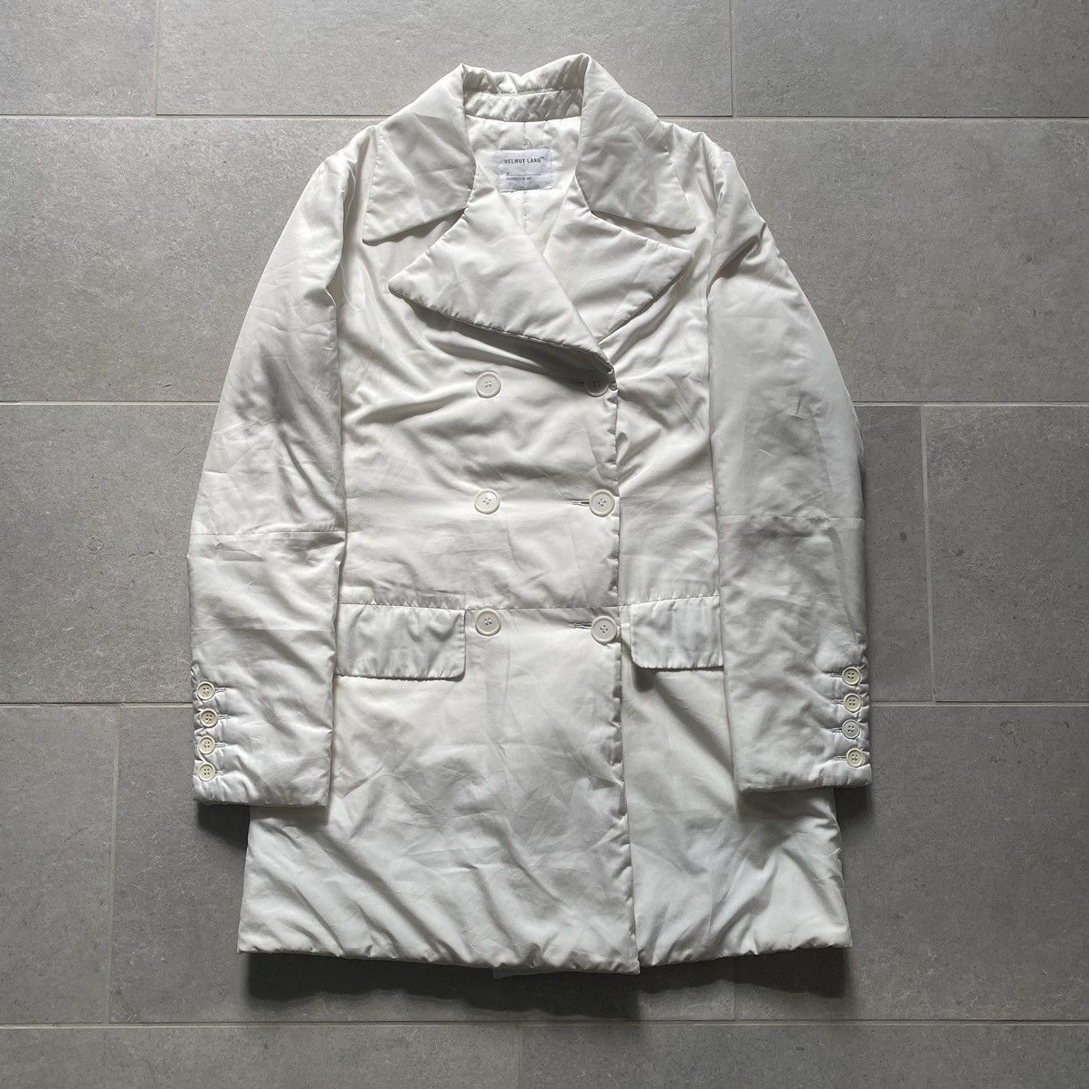 image of Helmut Lang 1997 Padded Coat in White, Men's (Size Small)