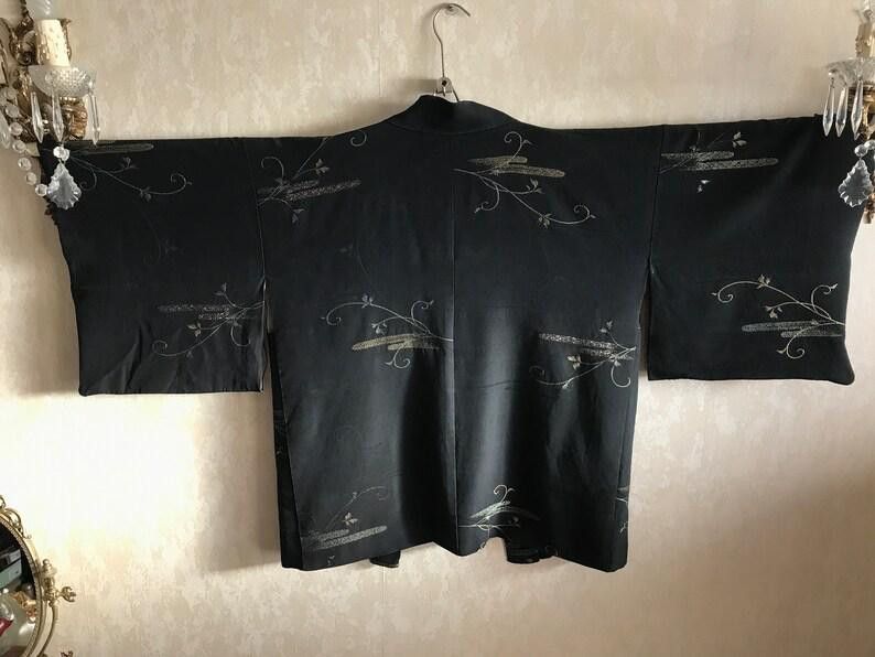 Vintage Vintage Natural Silk 50s black Japanese haori jacket Size M / US 6-8 / IT 42-44 - 2 Thumbnail