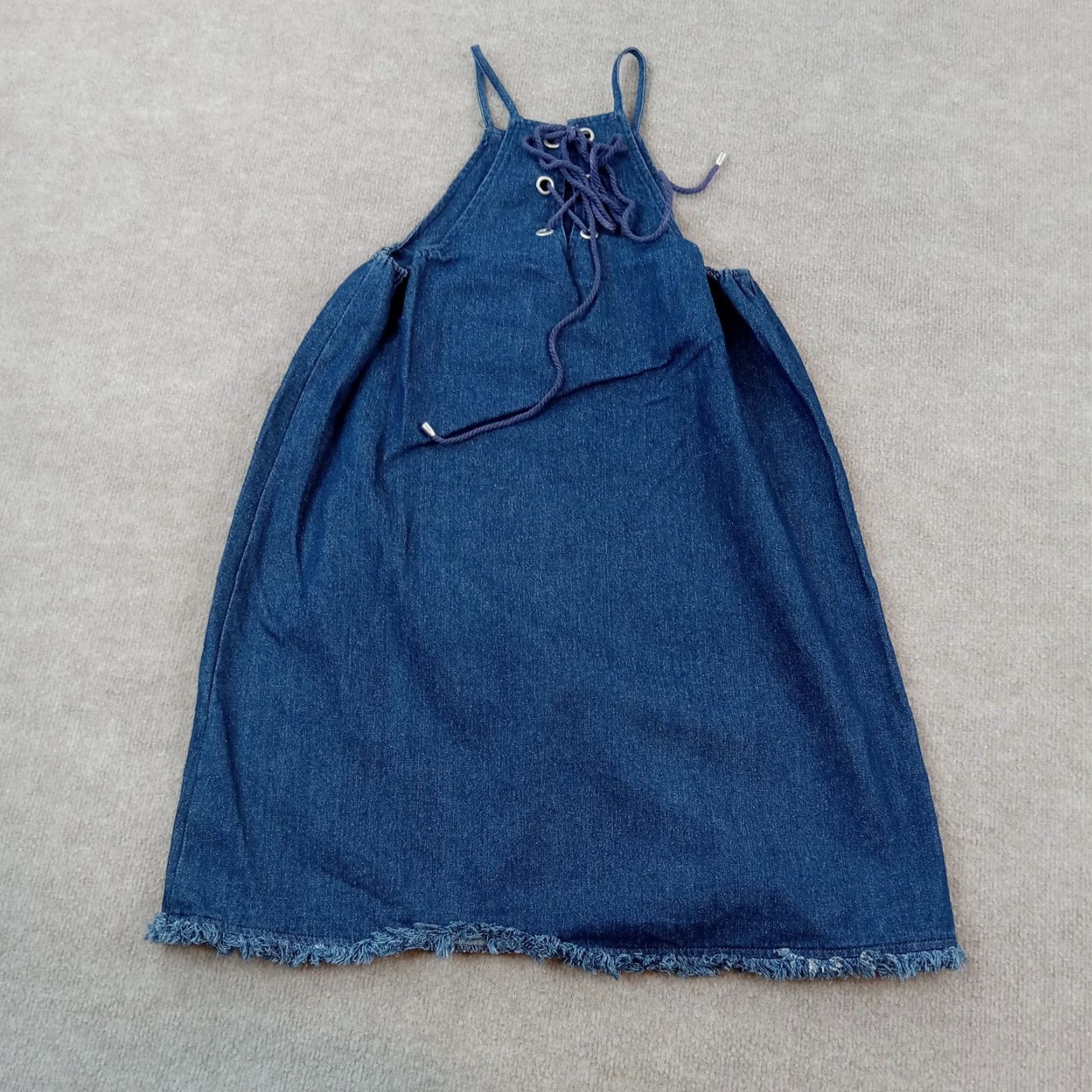 J.O.A Dress Womens Mini Blue Denim Sleeveless Halter Lace Up Frayed Short  Dress Medium (M) - Casual, 100% Cotton, Regular Size, Vintage No -  homelandexpress.co.uk