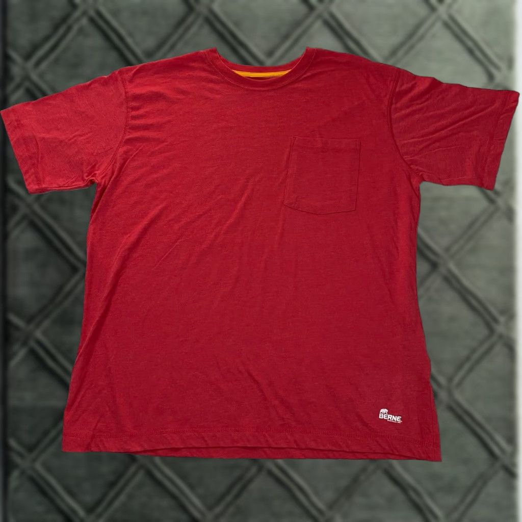 Vintage Berne Workwear T Shirt XL Red Crew Neck Short Sleeve Pocket Logo Men Adult Regular Cotton Size US XL / EU 56 / 4 - 1 Thumbnail