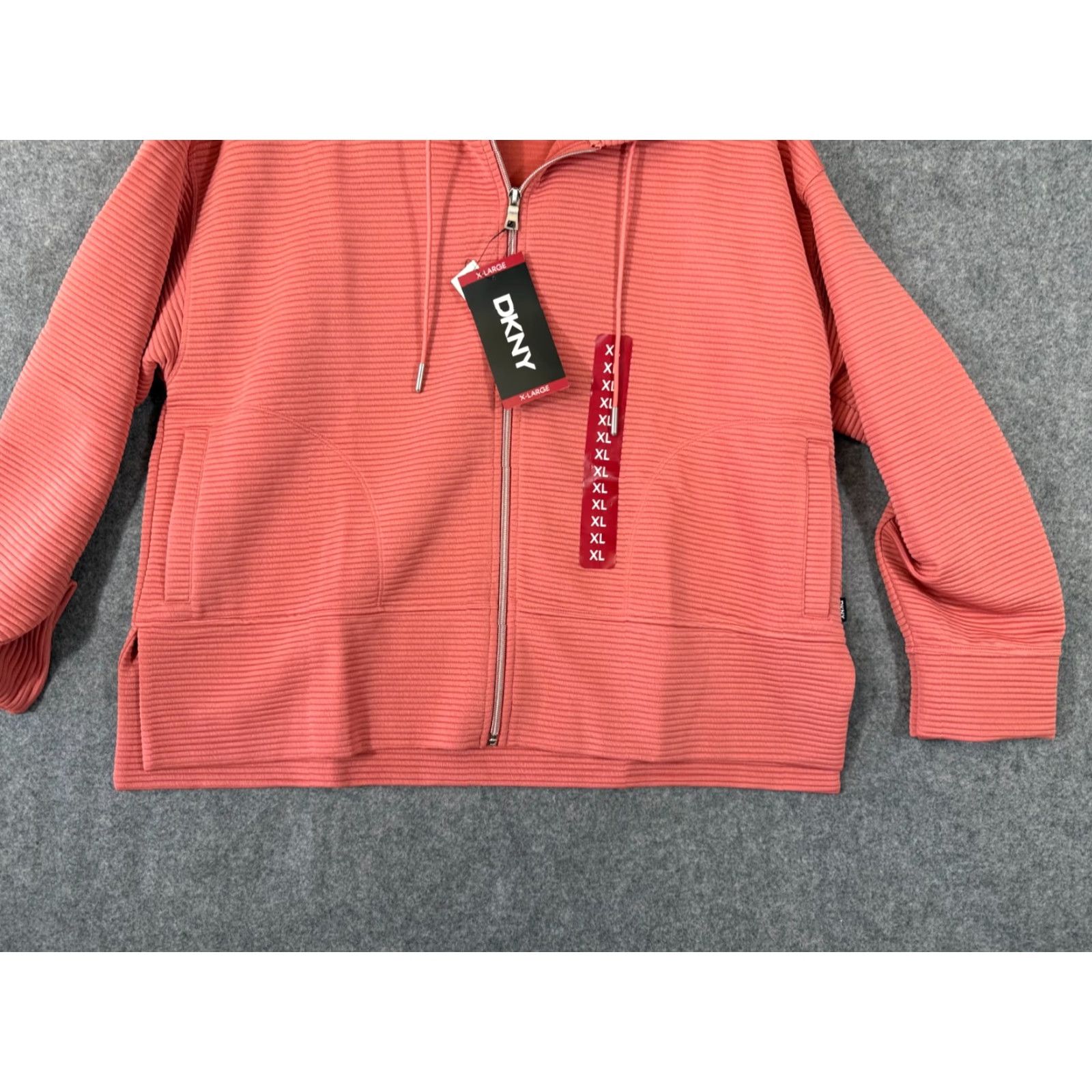 DKNY DKNY Ottoman Full Zip Hoodie Womens XL Faded Rose Ribbed Long Sleeve Outdoor NWT Size XL / US 12-14 / IT 48-50 - 4 Thumbnail