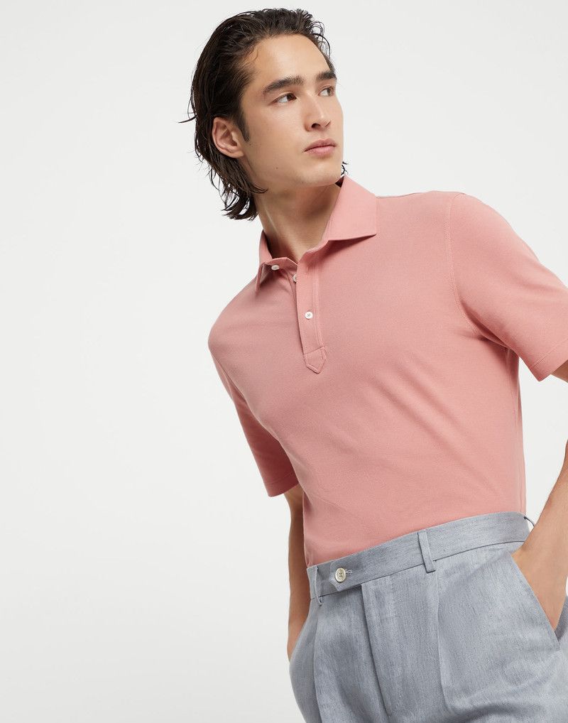 Brunello Cucinelli o1la1rc1a0426 Polo T-Shirt in Pink Size US XL / EU 56 / 4 - 4 Thumbnail