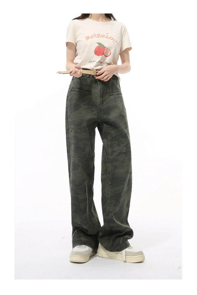 Japanese Brand × Jean High street washed camouflage straight cargo jeans y2k Size US 32 / EU 48 - 4 Thumbnail