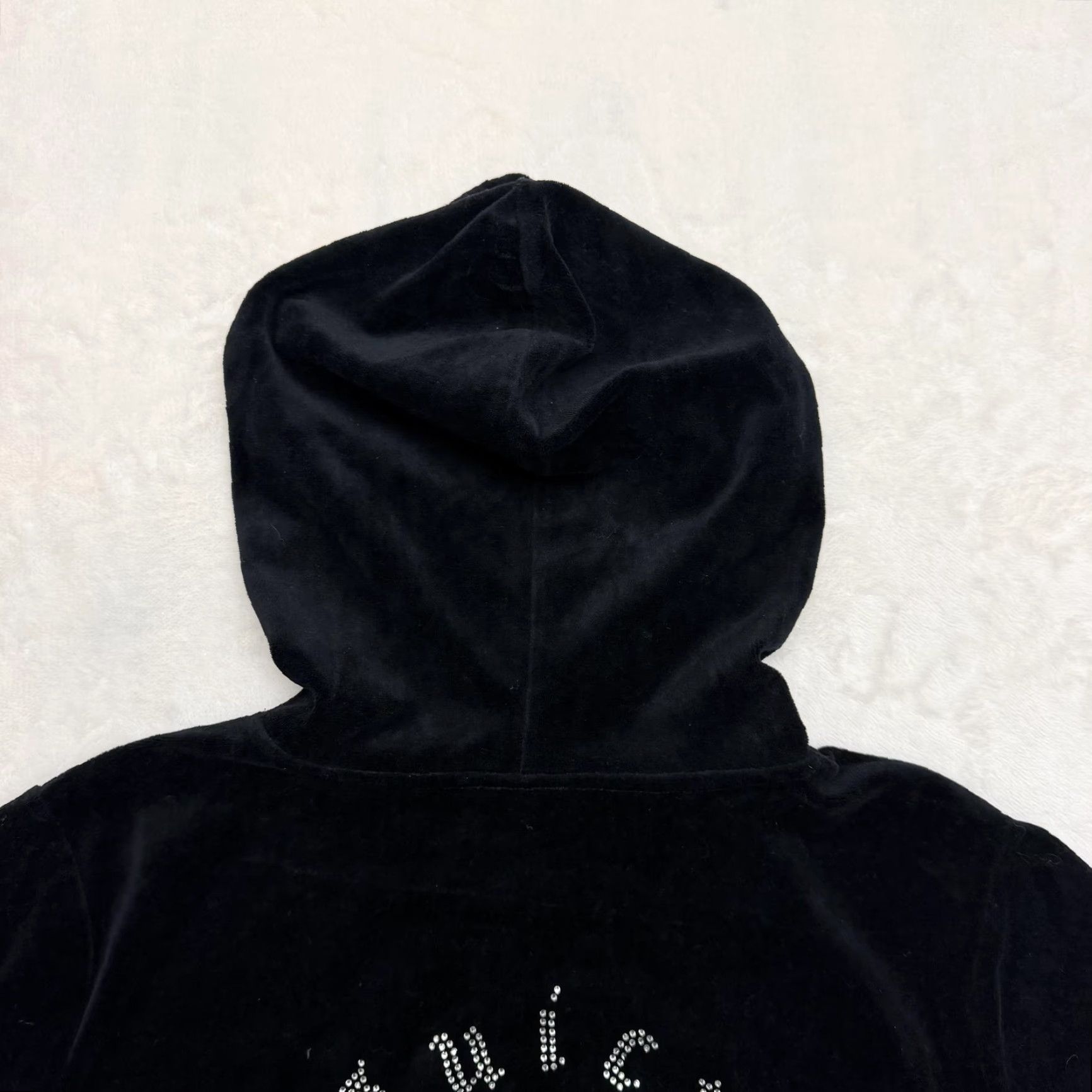 Juicy Couture Juicy Couture Forever 21 Hoodie 0X Women Black Velour Zip Heart Rhinestone Logo Embroidered Pockets Full Zip Hooded Size XL / US 12-14 / IT 48-50 - 2 Thumbnail