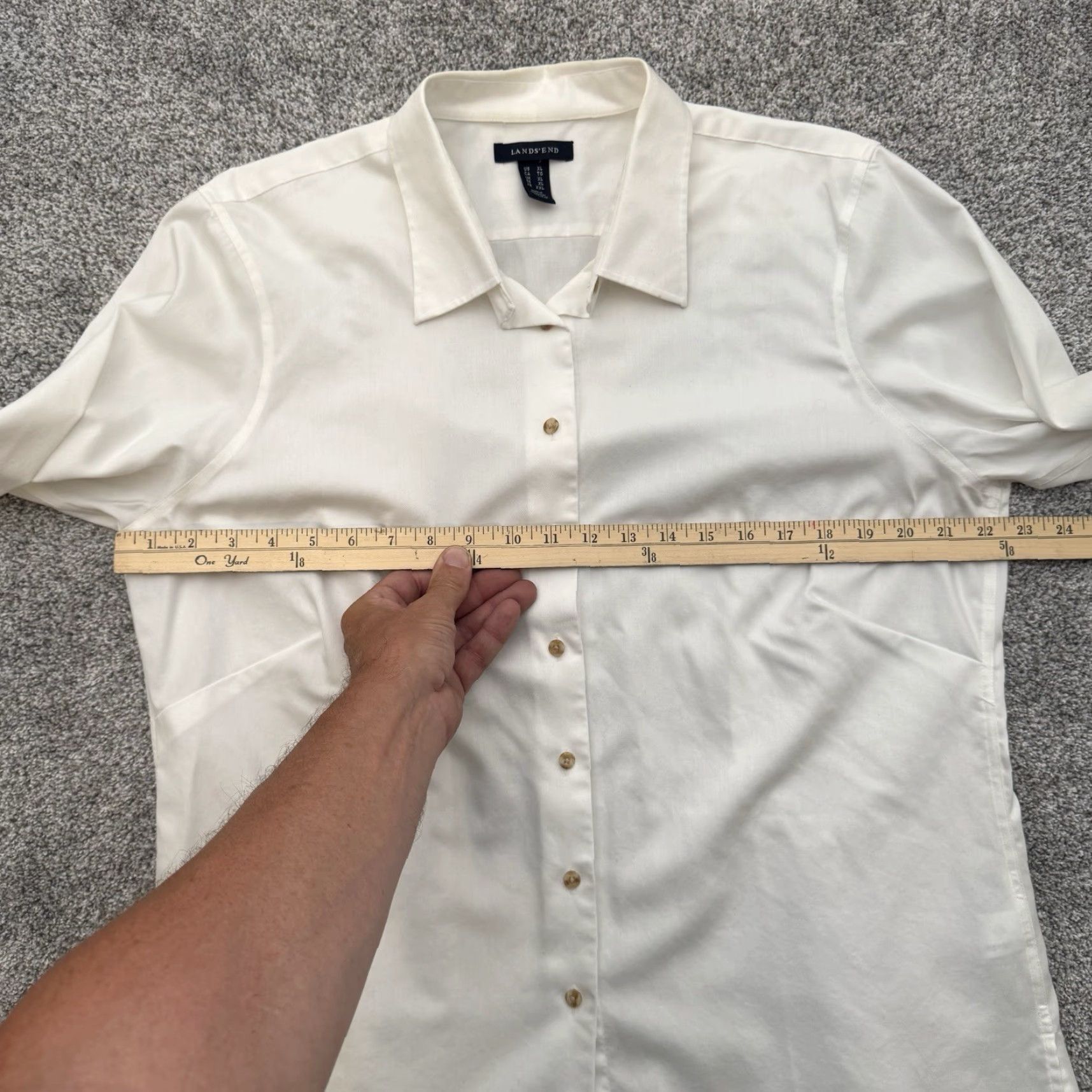 Lands' End VINTAGE Lands' End Button-Up Shirt XL Women's White Cotton Preppy Retro Office Layering Classic Minimalist Photos/Details Size XL / US 12-14 / IT 48-50 - 3 Thumbnail