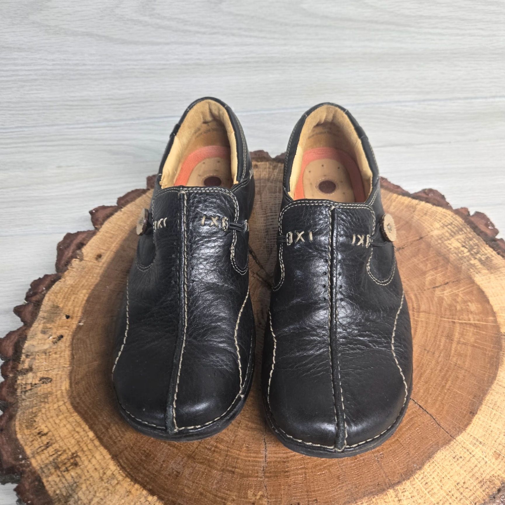 Clarks Clarks Un-Structured Loafers Black Round Toe Button Slip On 85071 Women's US 8 Size US 8 / IT 38 - 3 Thumbnail