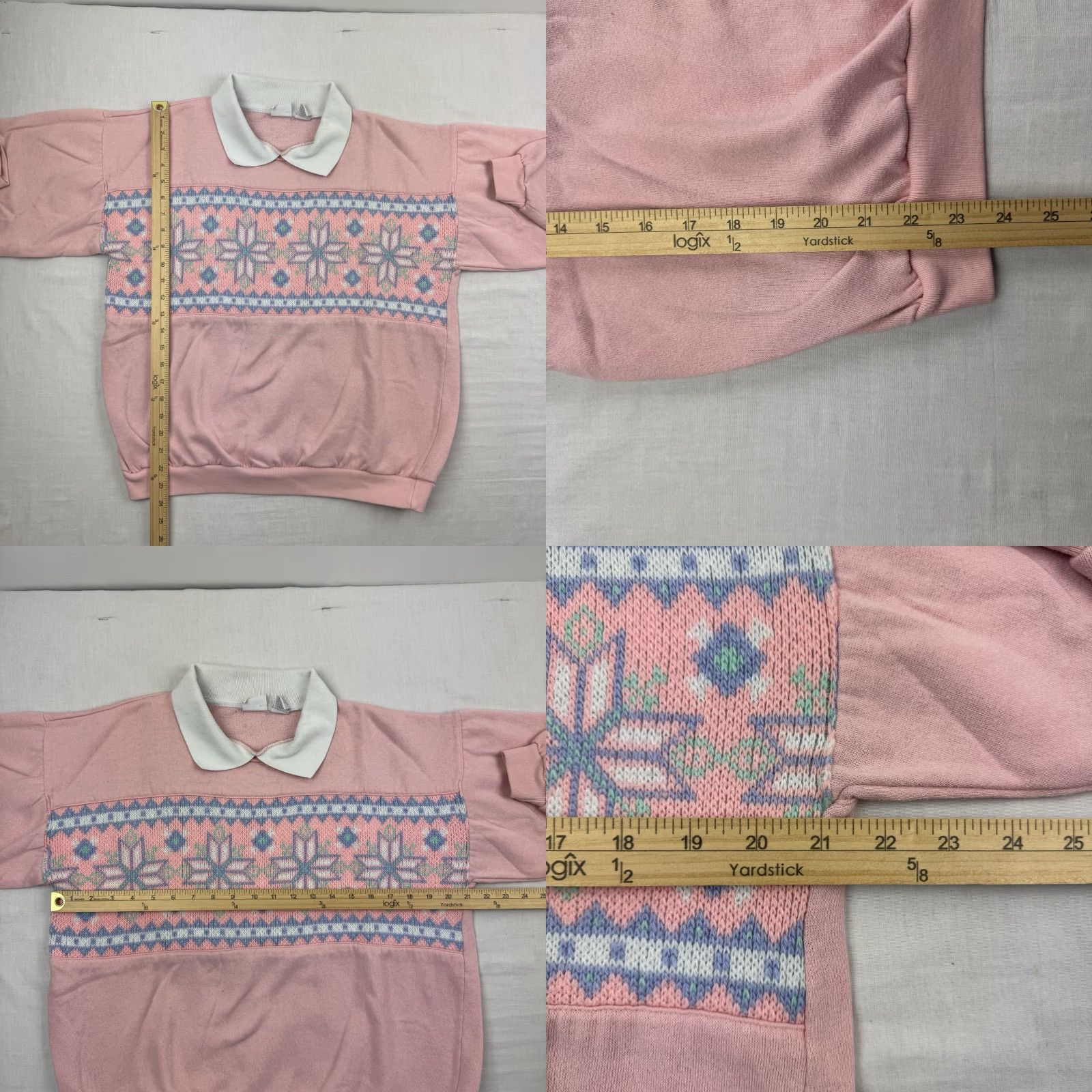 Vintage VINTAGE Honors Sweatshirt Shirt Womens Large Pink 90s Geometric Collared Pullover Womens L Geometric 90s Size L / US 10 / IT 46 - 8 Thumbnail