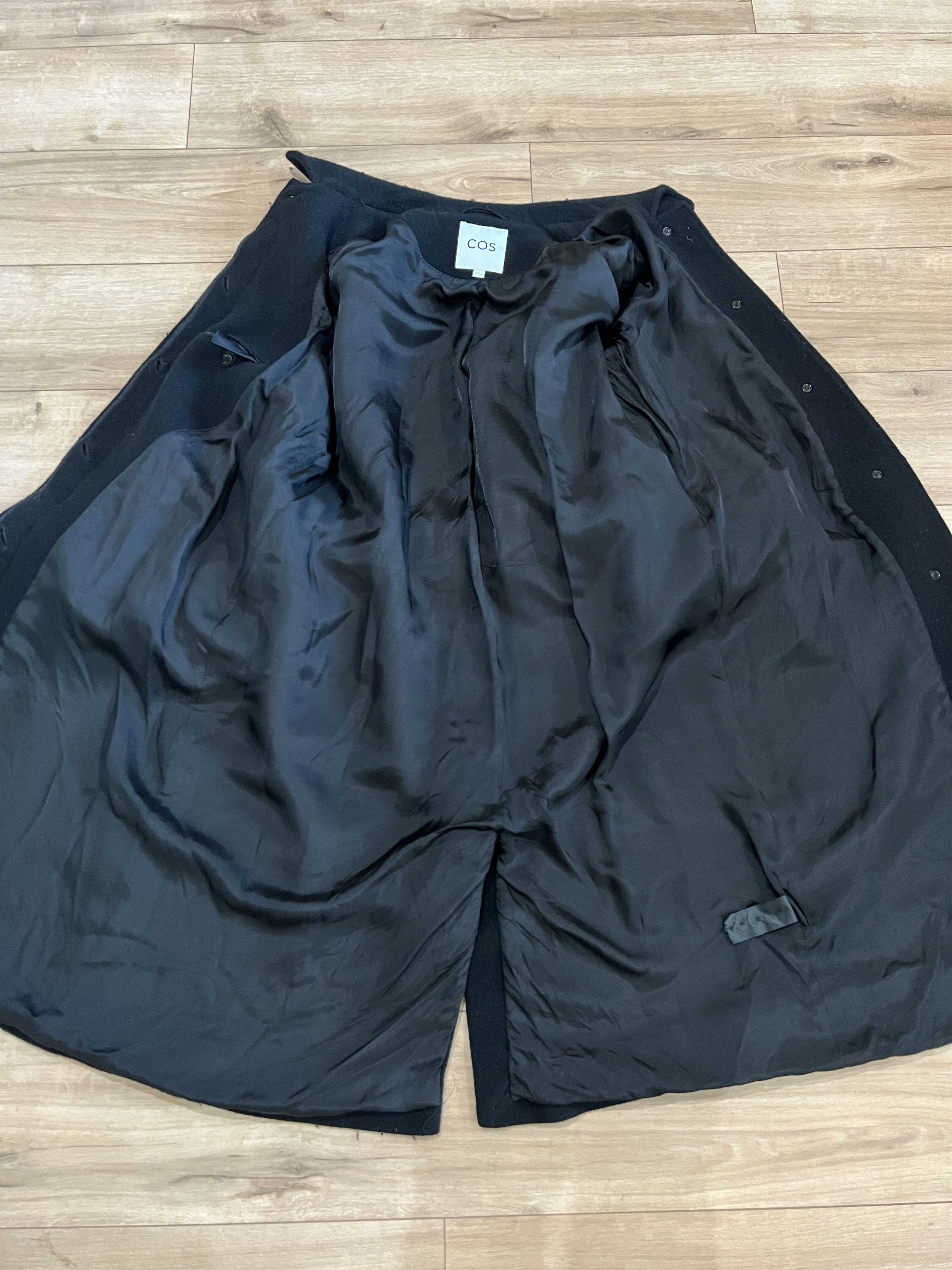 Cos COS Black Long Overcoat Wool Blend Minimal Overcoat Size US S / EU 44-46 / 1 - 8 Thumbnail