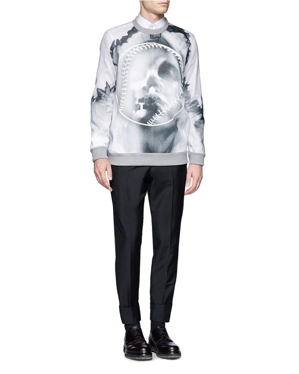 Givenchy Grey Runway Baseball Skull Organza Silk Sweatshirt Size US M / EU 48-50 / 2 - 3 Thumbnail