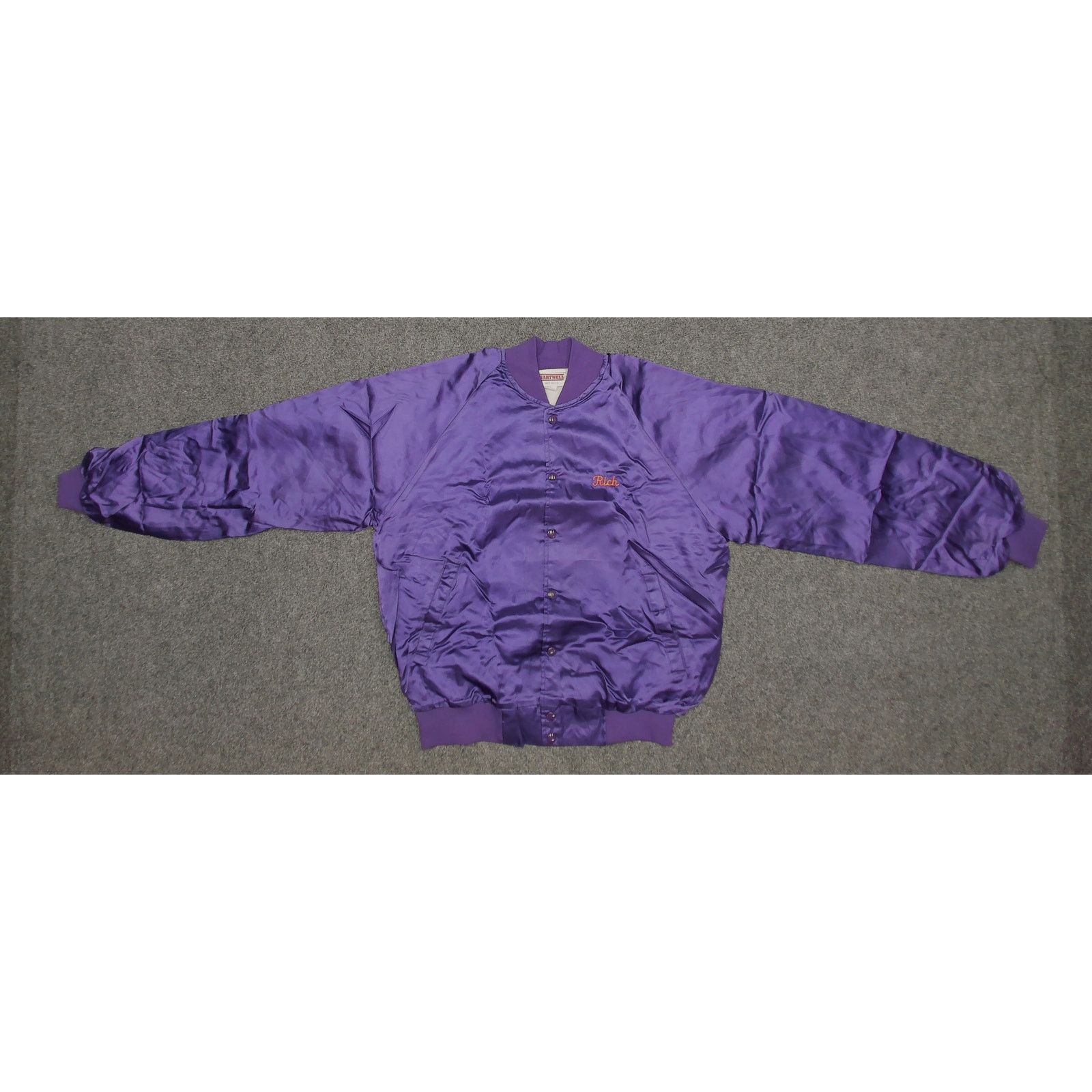 Vintage 80s Hartwell "South Pacific" Boxy Purple Satin Bomber Jacket Size US L / EU 52-54 / 3 - 6 Thumbnail