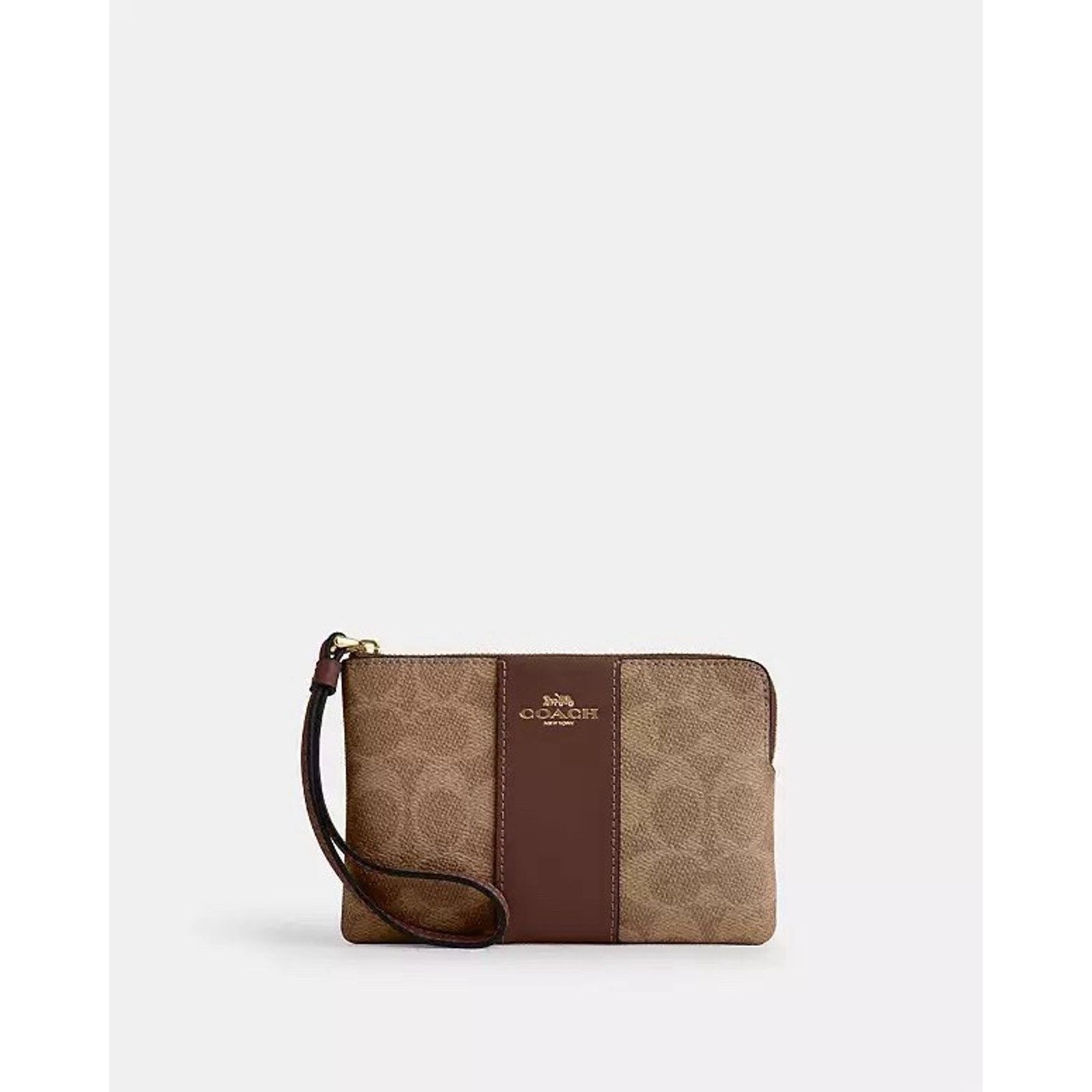 Coach NWT Coach Corner Zip Wristlet Stripe CW854 Gold/Tan/Brown Size ONE SIZE - 5 Thumbnail