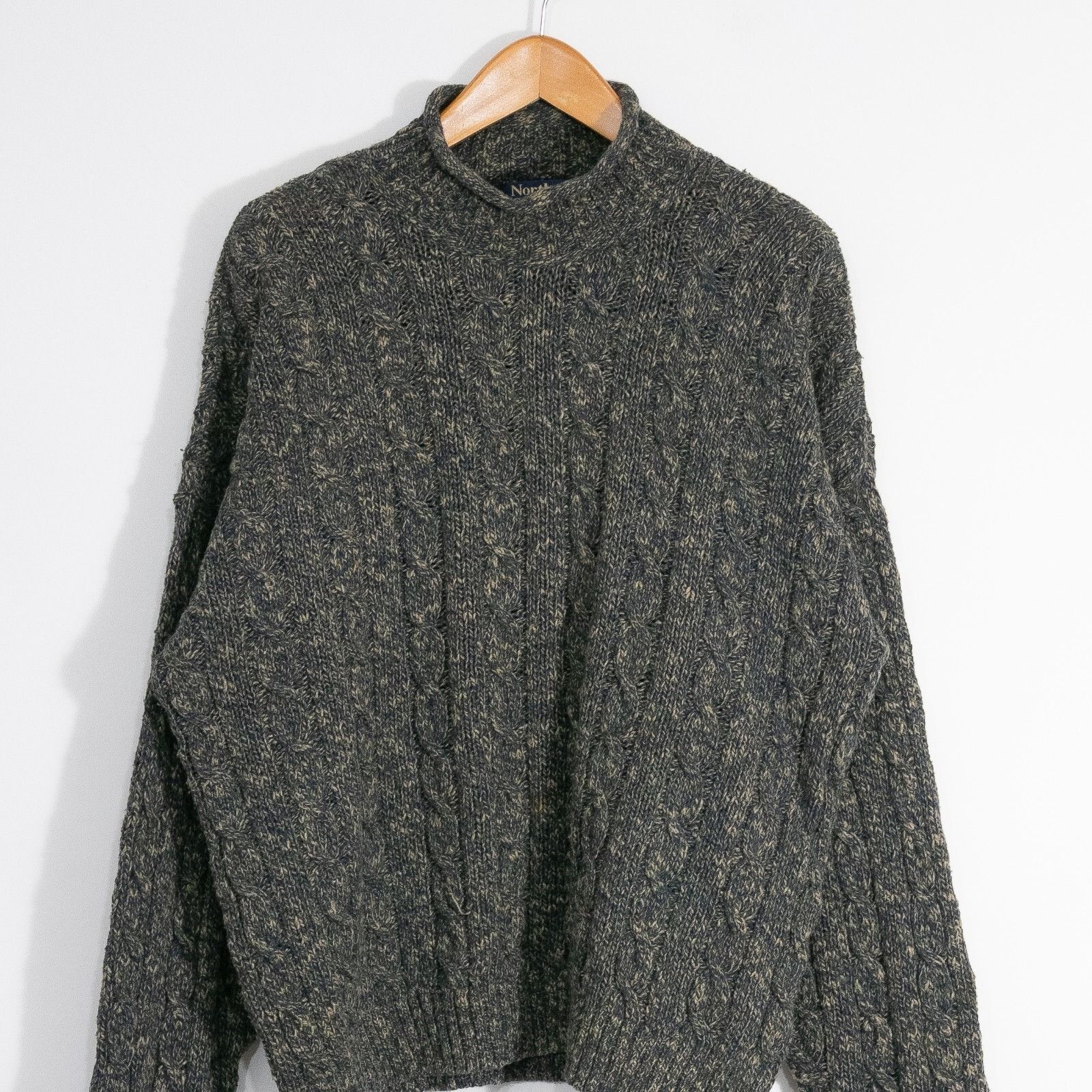 Vintage Vintage Cable Knit Cotton Sweater Mens 2XL Mock Neck Raw Hem Size US XXL / EU 58 / 5 - 2 Thumbnail