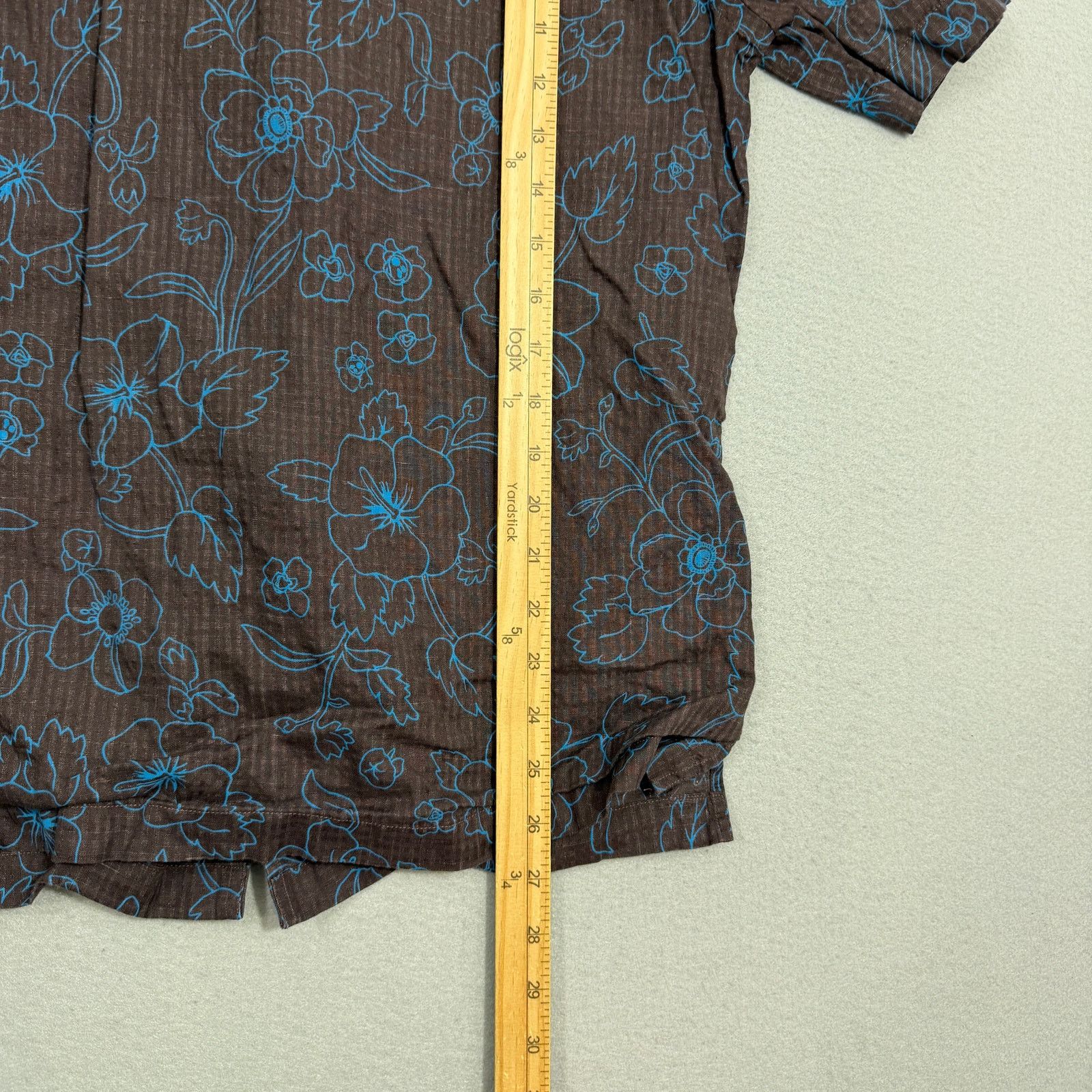 UNTUCKit UNTUCKit Shirt Men's Small Brown Blue Floral Linen Cotton Size US S / EU 44-46 / 1 - 7 Thumbnail