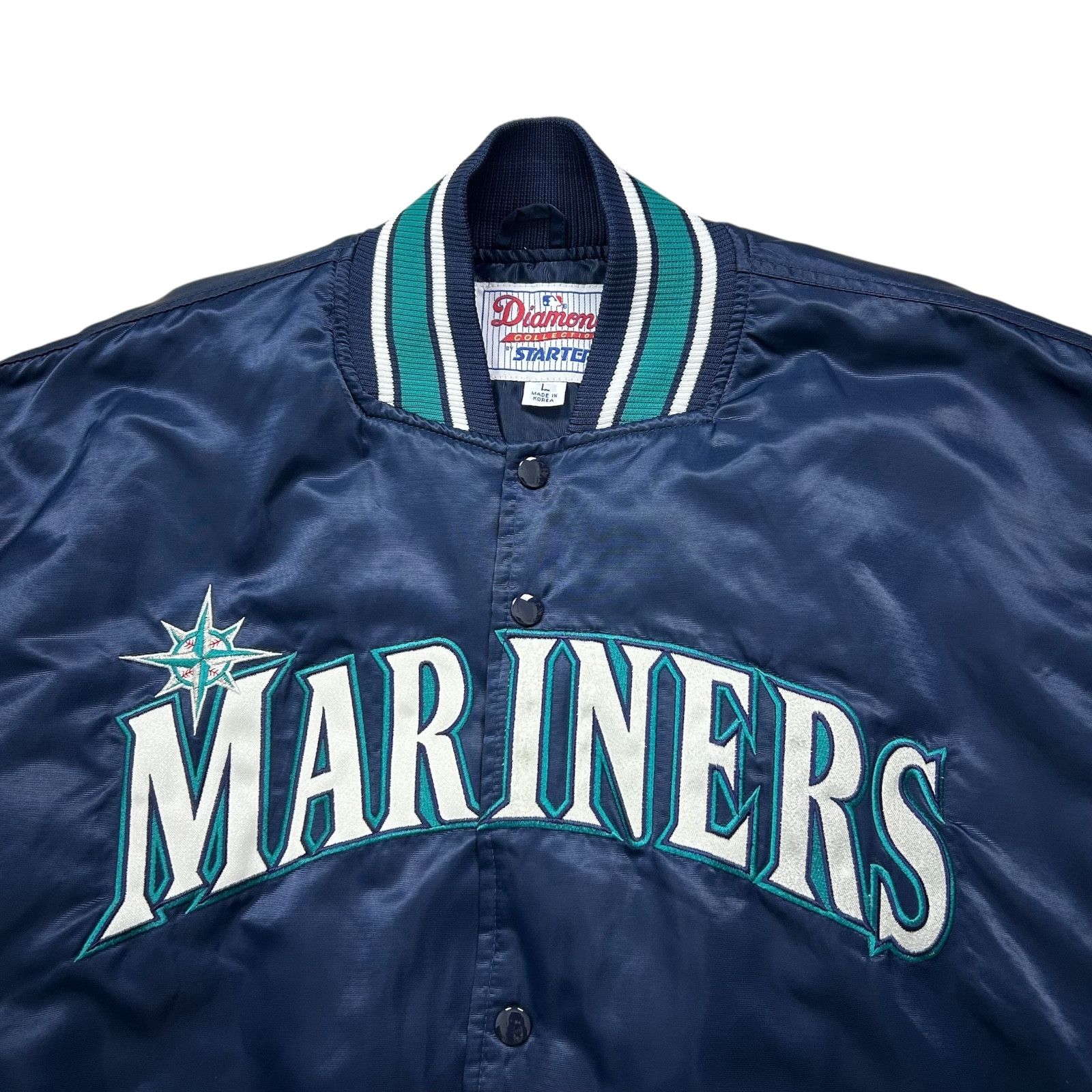 MLB VTG 90s SEATTLE MARINERS STARTER DIAMOND SATIN JACKET Size US L / EU 52-54 / 3 - 2 Thumbnail