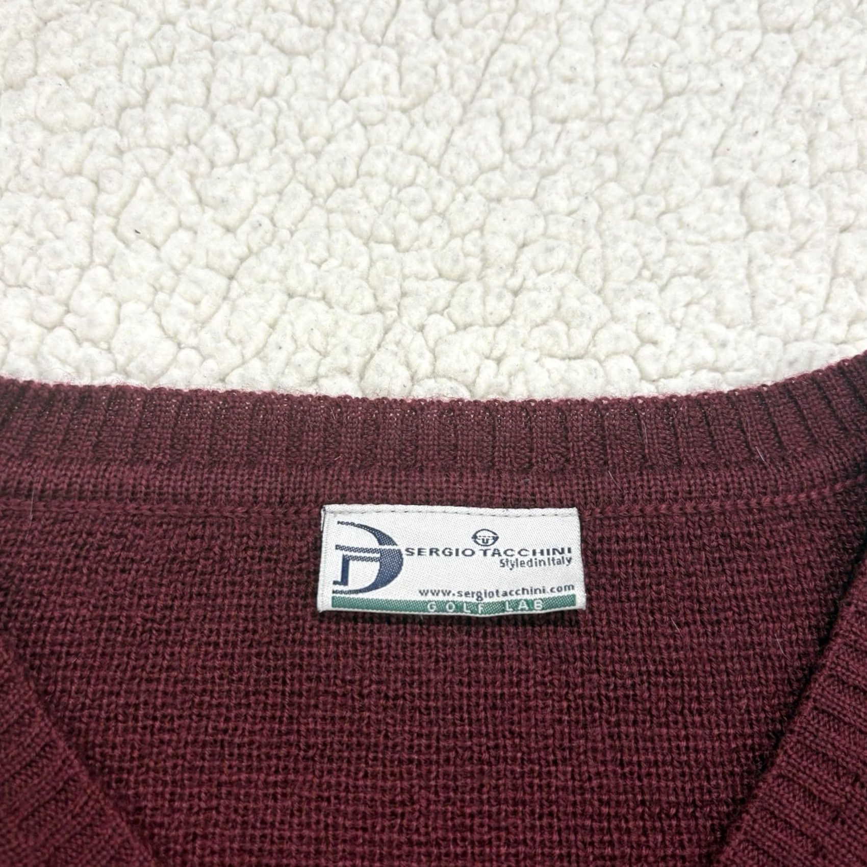 Sergio Tacchini VINTAGE Sergio Tacchini Men’s S Sweater V-neck Burgundy Merino Wool Blend Jumper Size US S / EU 44-46 / 1 - 2 Thumbnail
