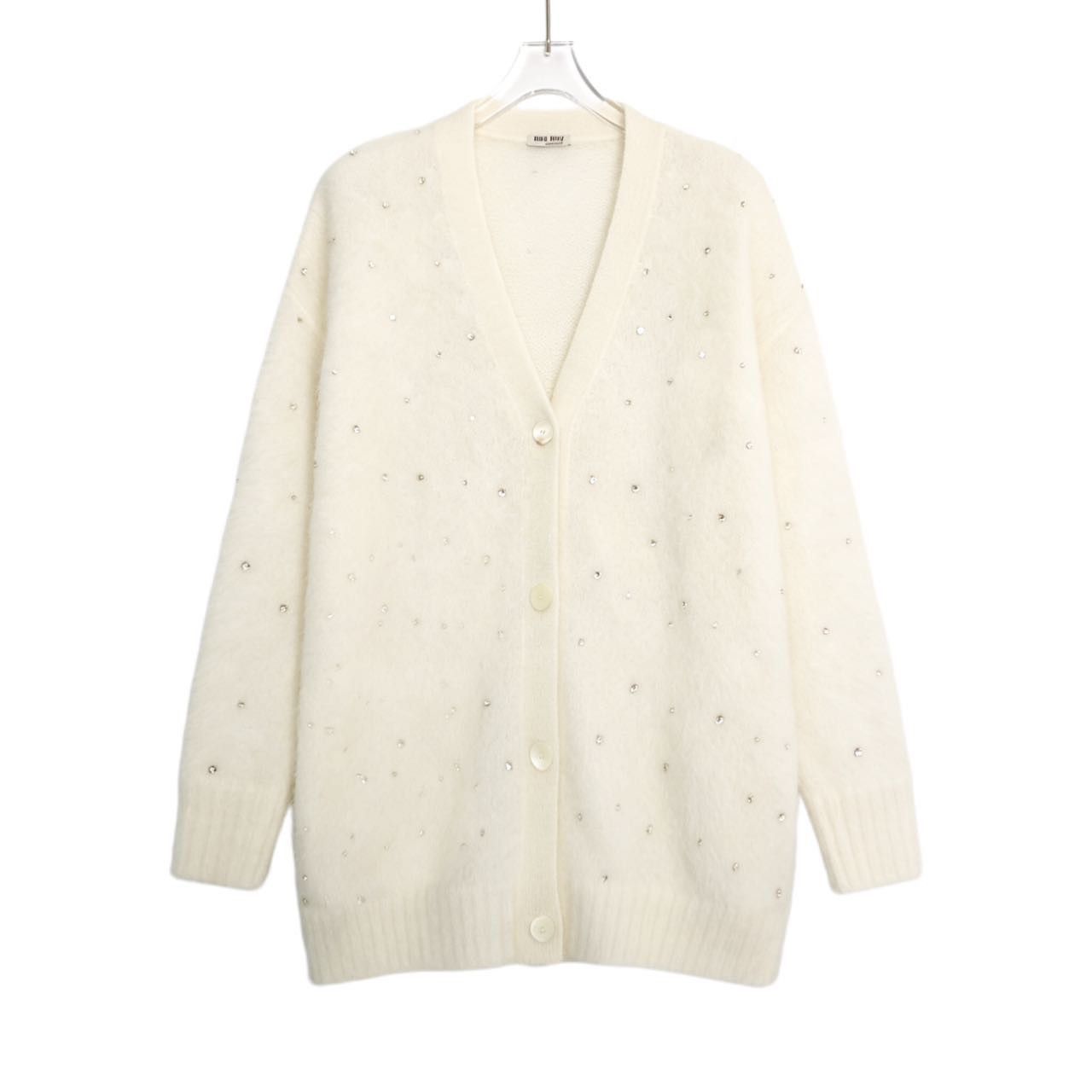 Miu Miu Miu Miu Rhinestone Knit Cardigan K26WX Size XS / US 0-2 / IT 36-38 - 1 Thumbnail