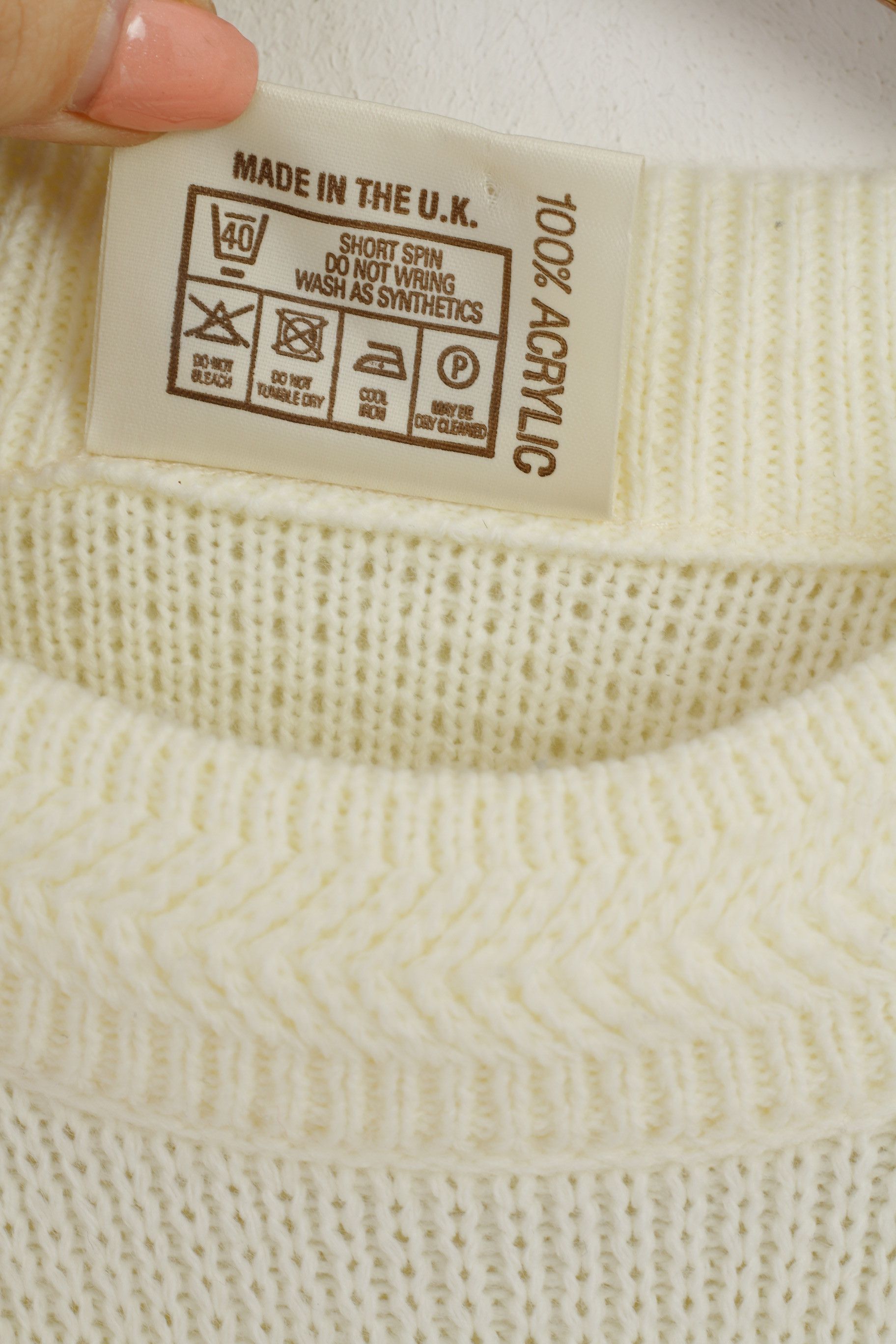 Other Guy Frager Women M Jumper Beige Acrylic 7110 Size M / US 6-8 / IT 42-44 - 3 Thumbnail