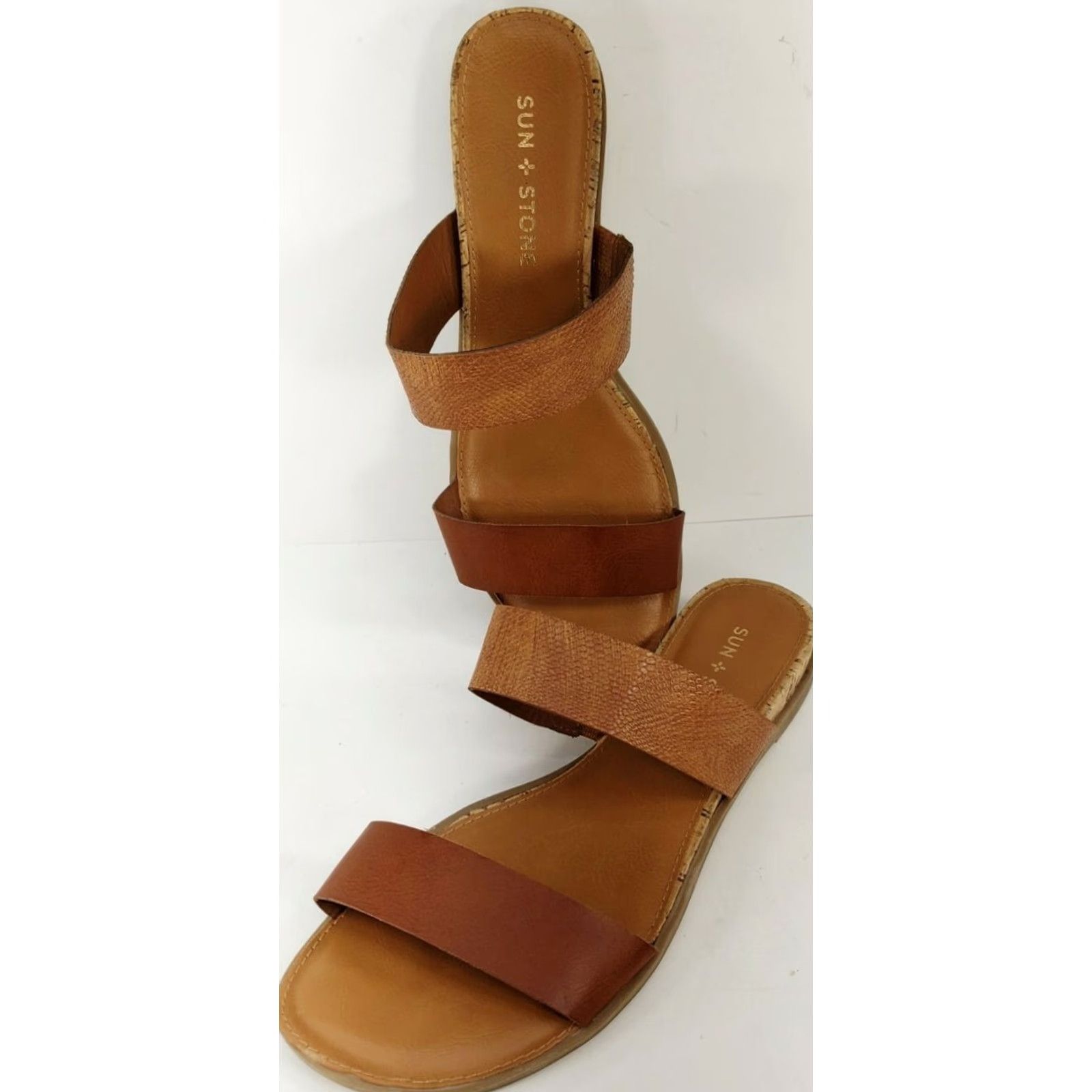 Vintage Sun + Stone Women's Slides Double Crossover Sandals Brown Size 7.5M EUC Shoes Slip On Casual Comfort Footwear Size US 8 / IT 38 - 7 Thumbnail