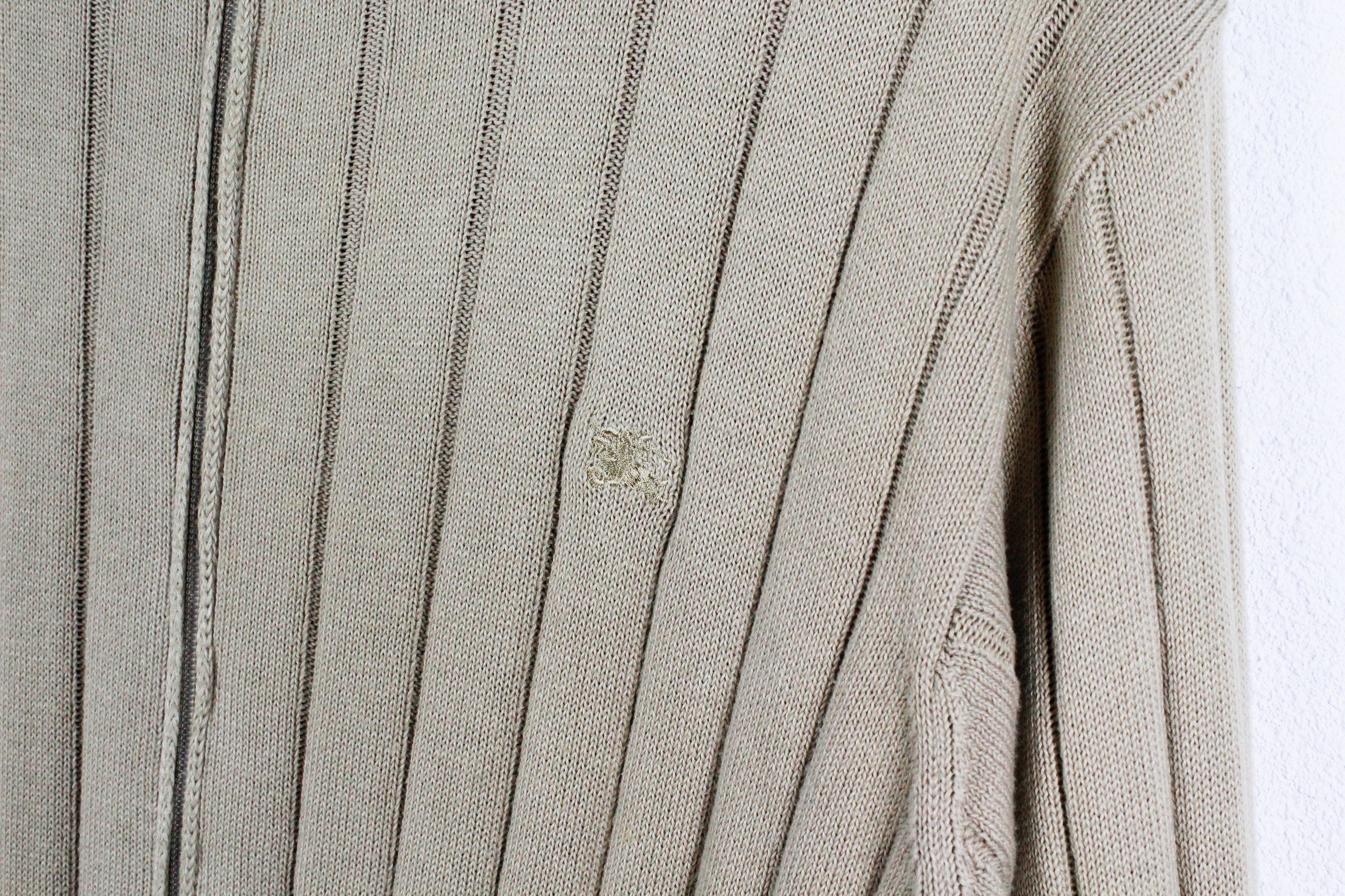 Burberry Burberry Knight Logo Beige Ribbed Zip Track Sweater Jumper Size US XXL / EU 58 / 5 - 3 Thumbnail