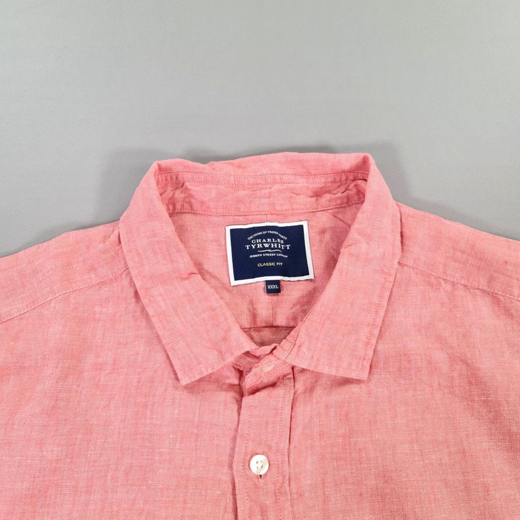 Charles Tyrwhitt Charles Tyrwhitt Mens Shirt Pink 3XL Classic Fit 100% Linen Summer Holiday Size US XXL / EU 58 / 5 - 2 Thumbnail