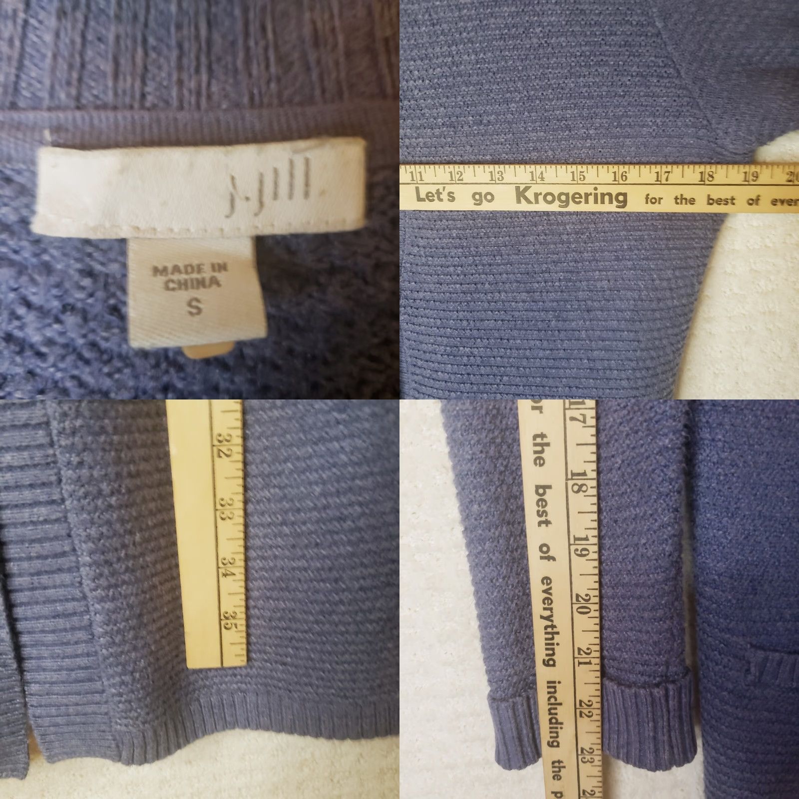 J. Jill J. Jill Women's S Cardigan Sweater Long Sleeve V-Neck Blue Pockets Button Front Knit Size S / US 4 / IT 40 - 9 Thumbnail
