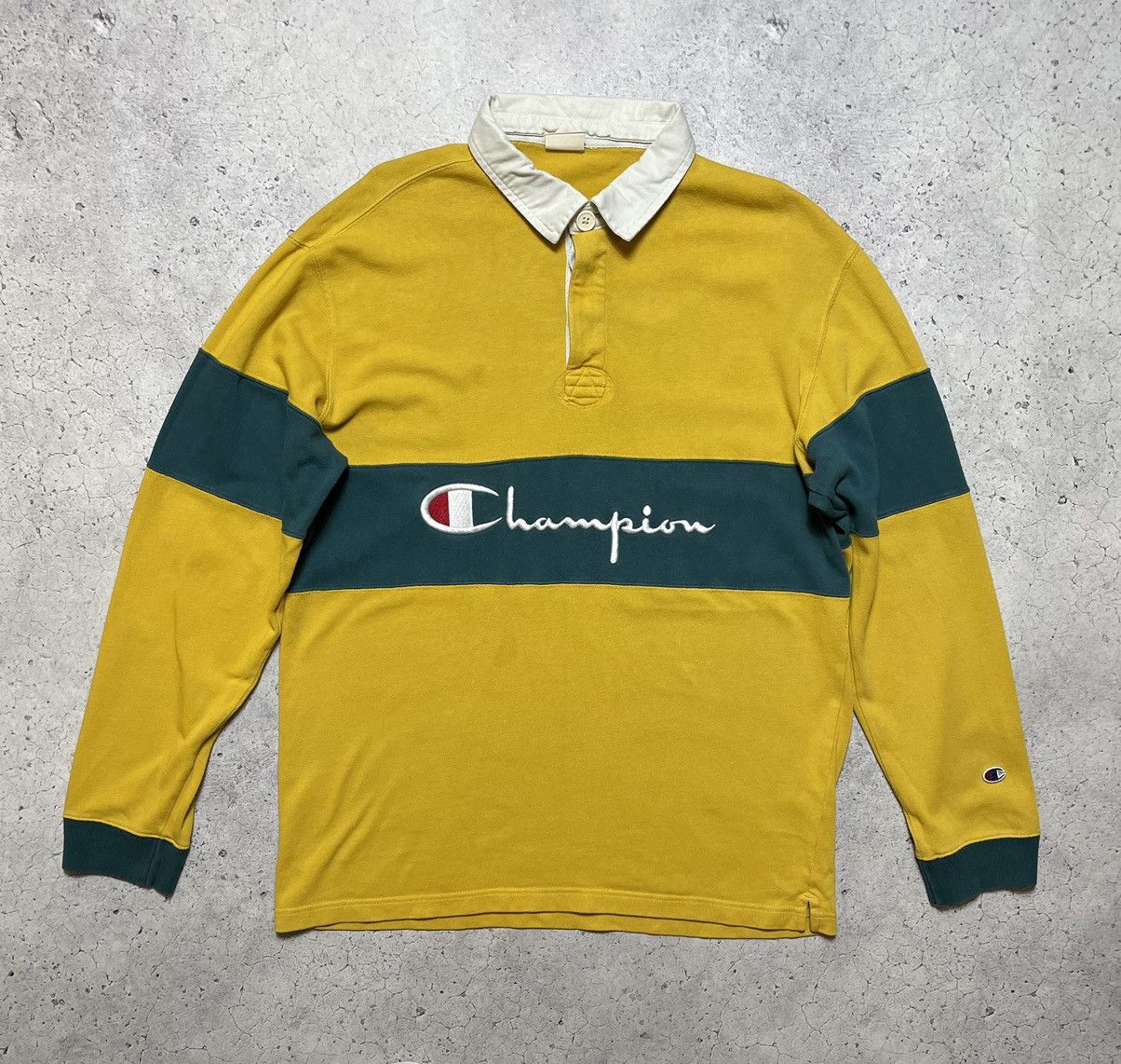 Champion × Vintage Vintage 90s Rugby Longsleeve Champion Big Logo Retro Hype Size US XL / EU 56 / 4 - 1 Thumbnail