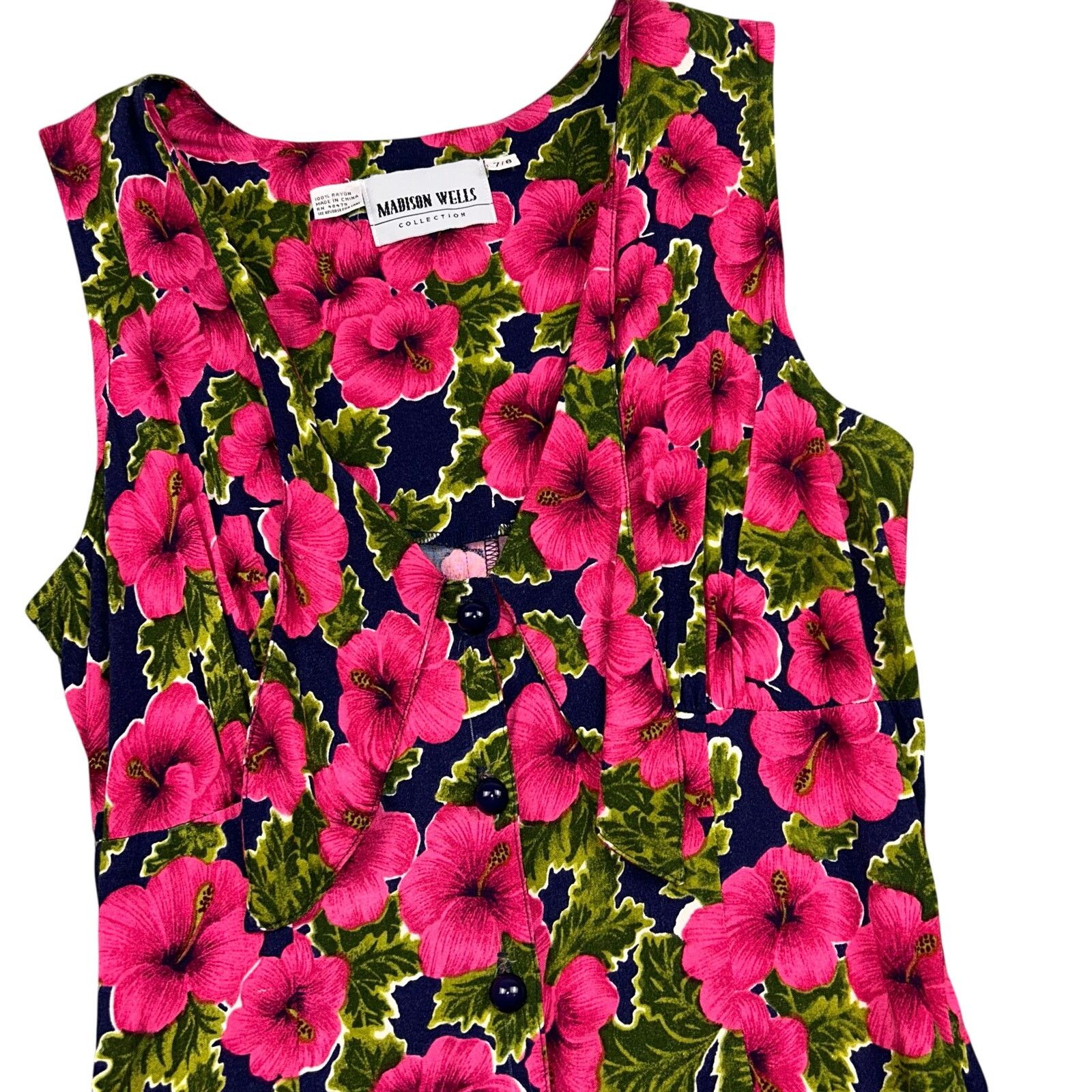 Vintage 80s 90s Vintage Floral Wide Leg Jumpsuit Pink Blue Small Size 28" / US 6 / IT 42 - 3 Thumbnail