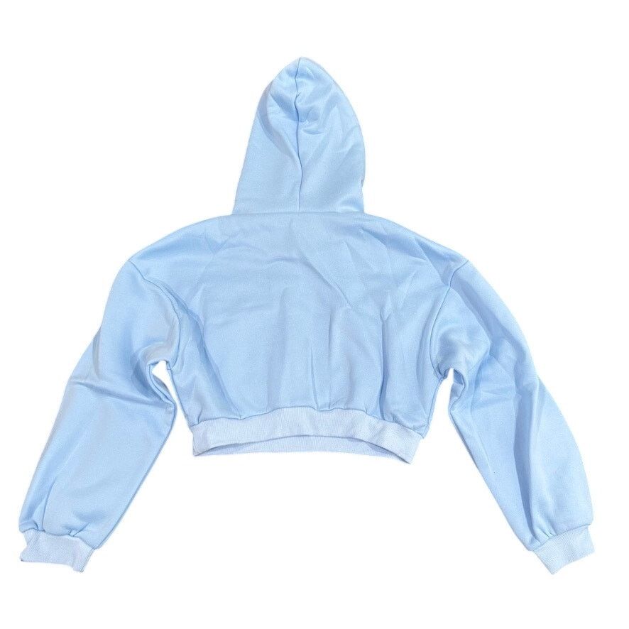 Shein Women's Cropped Hoodie with Chain Drawstring in Blue, Size L Size L / US 10 / IT 46 - 2 Thumbnail