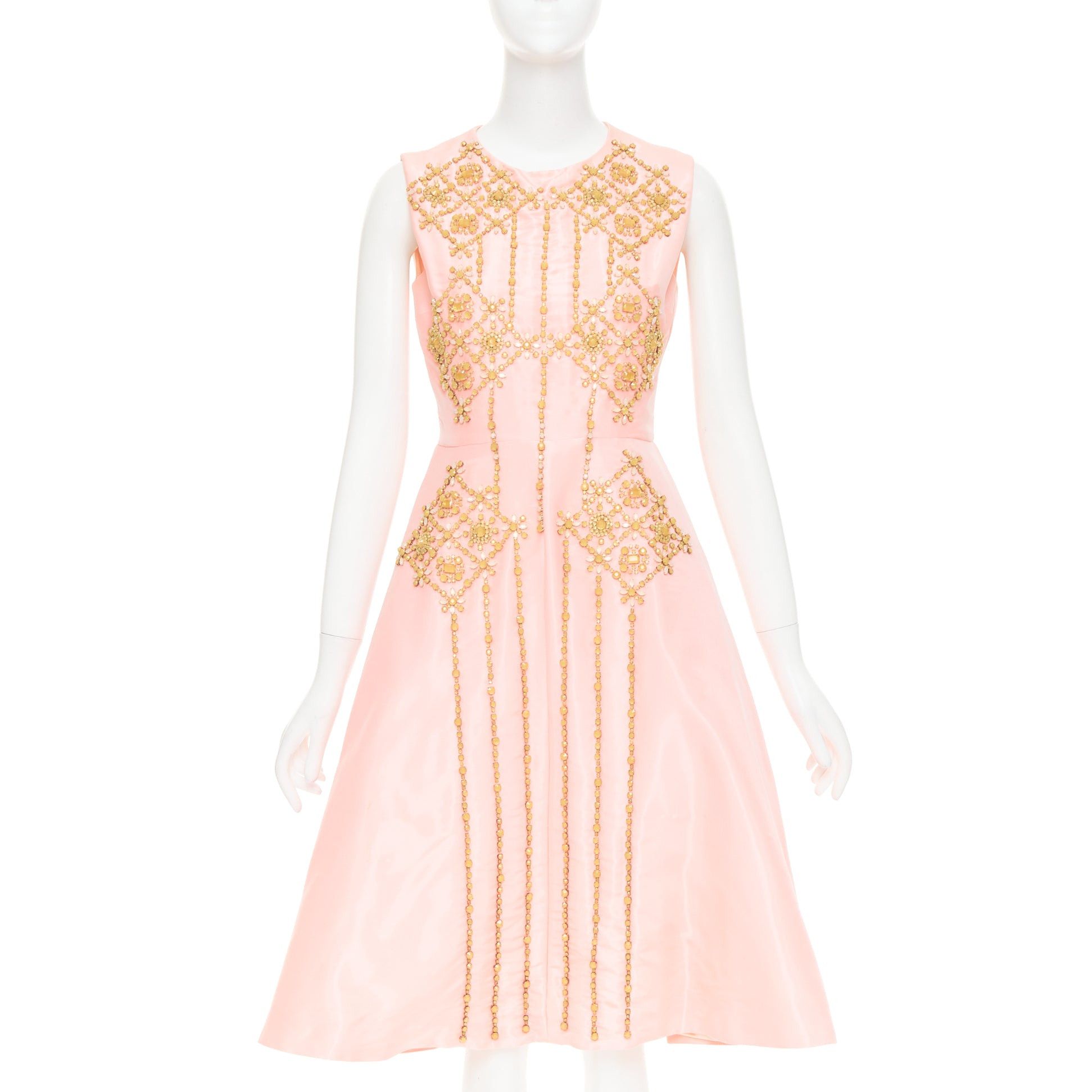ROKSANDA ROKSANDA ILINCIC 2013 pink silk shantung yellow crystal embellished midi dress UK10 M Size M / US 6-8 / IT 42-44 - 1 Thumbnail