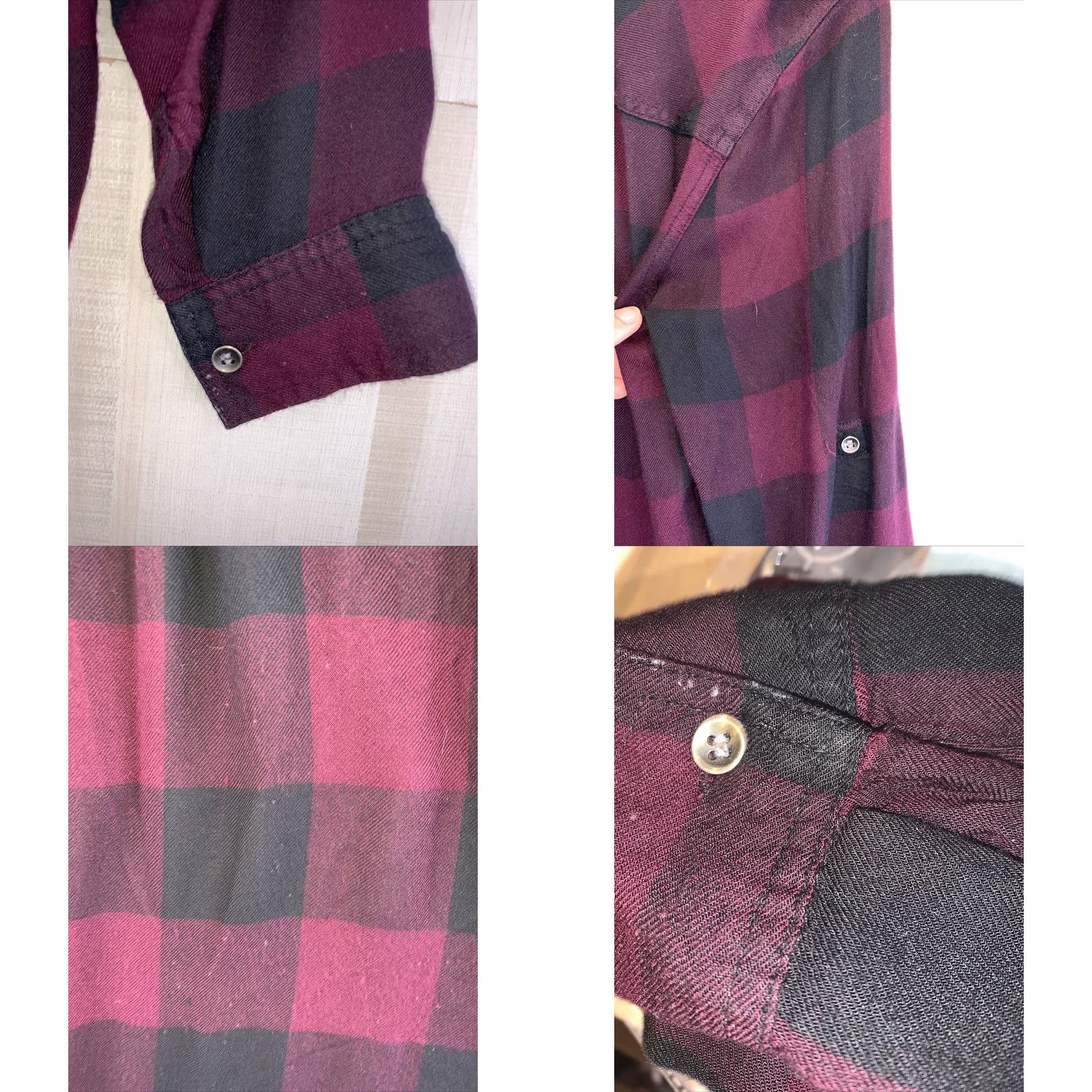 Vintage Rock & Republic Womens Purple Black Plaid Roll Sleeve Button-Up Shirt S-7155 Womens Short Sleeve? Size S / US 4 / IT 40 - 8 Thumbnail