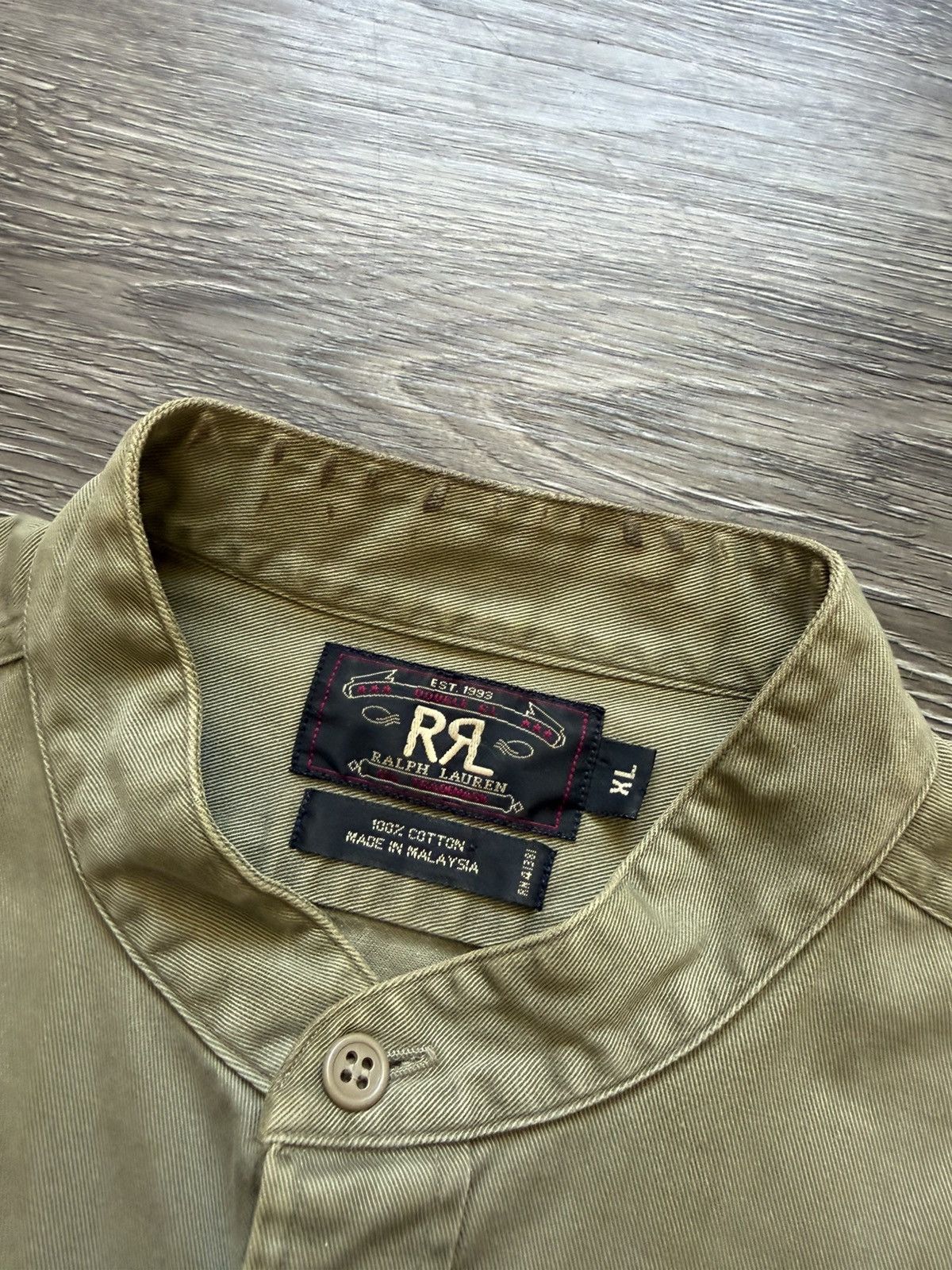 RRL Ralph Lauren Vintage Double RL RRL Military Shirt Button up Henley Collar Size US XL / EU 56 / 4 - 6 Thumbnail