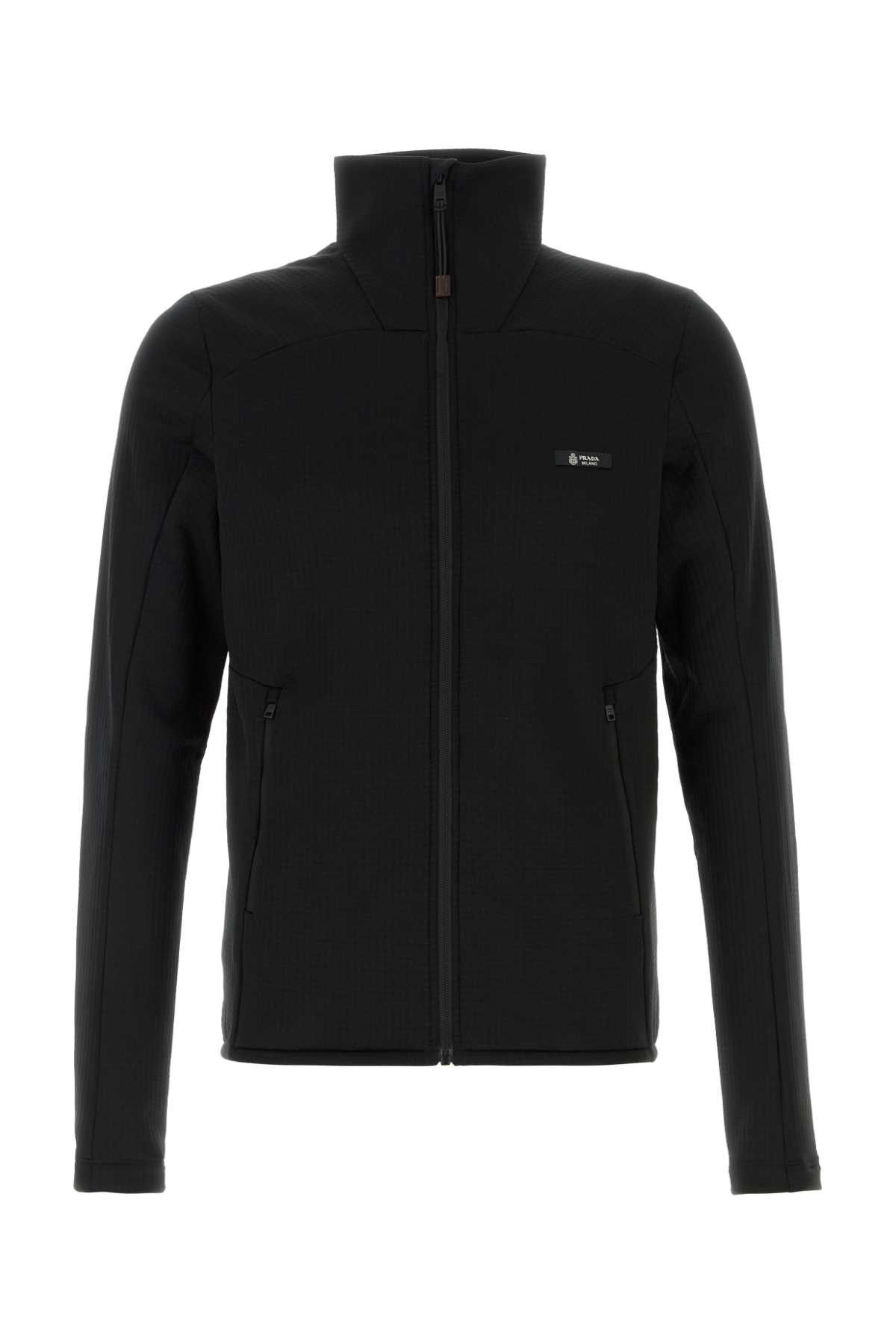 Prada Black Stretch Pile Sweatshirt Size US M / EU 48-50 / 2 - 1 Thumbnail
