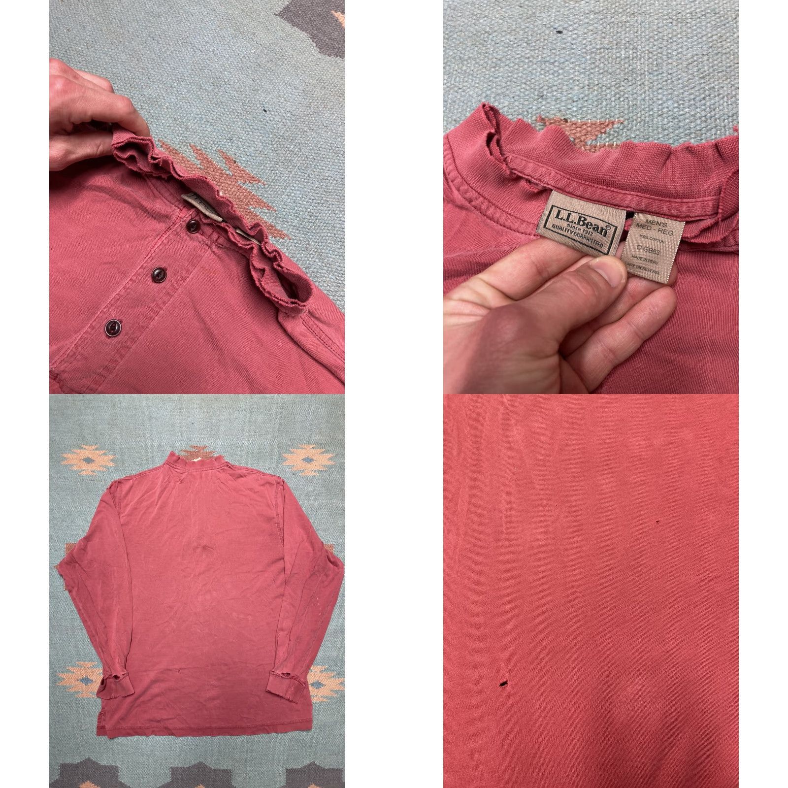 Vintage **LL Bean Men's Medium Red Cotton Henley Button-Up Shirt** User: **LL Bean Men's Medium Red Cotton 1/4 Button Henley Shirt** Size US M / EU 48-50 / 2 - 9 Thumbnail
