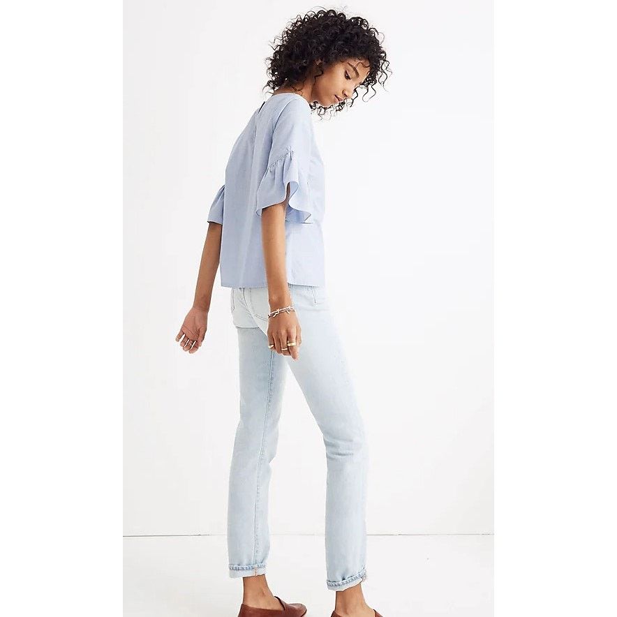 Madewell Madewell Striped Preppy Boho Bell Sleeve Cotton Top X-Small Size XS / US 0-2 / IT 36-38 - 9 Thumbnail