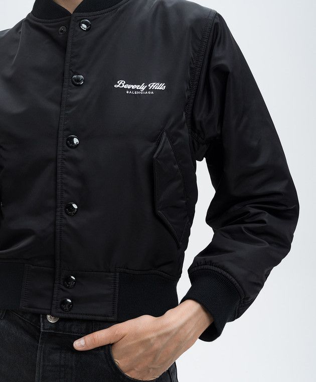 Balenciaga o1tr1nto0226 Beverly Hills Shrunk Varsity Jacket in Black Size S / US 4 / IT 40 - 5 Thumbnail