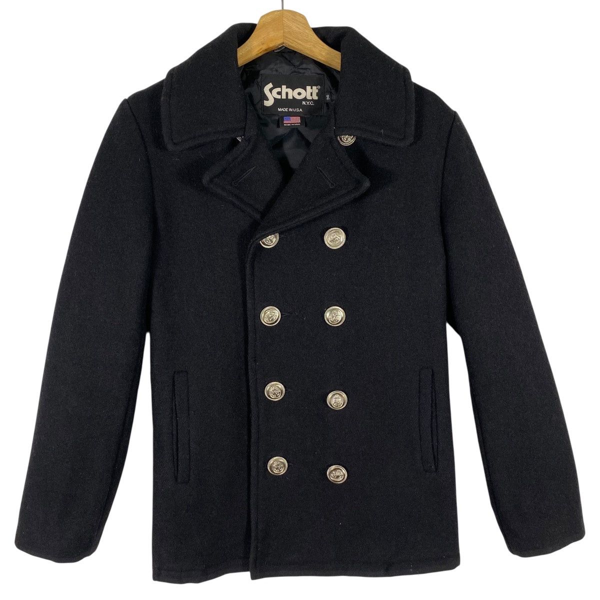 Schott × Vintage Vintage Schott Nyc Peacoat Wool Button Jacket Size 36 Size XS / US 0-2 / IT 36-38 - 4 Thumbnail