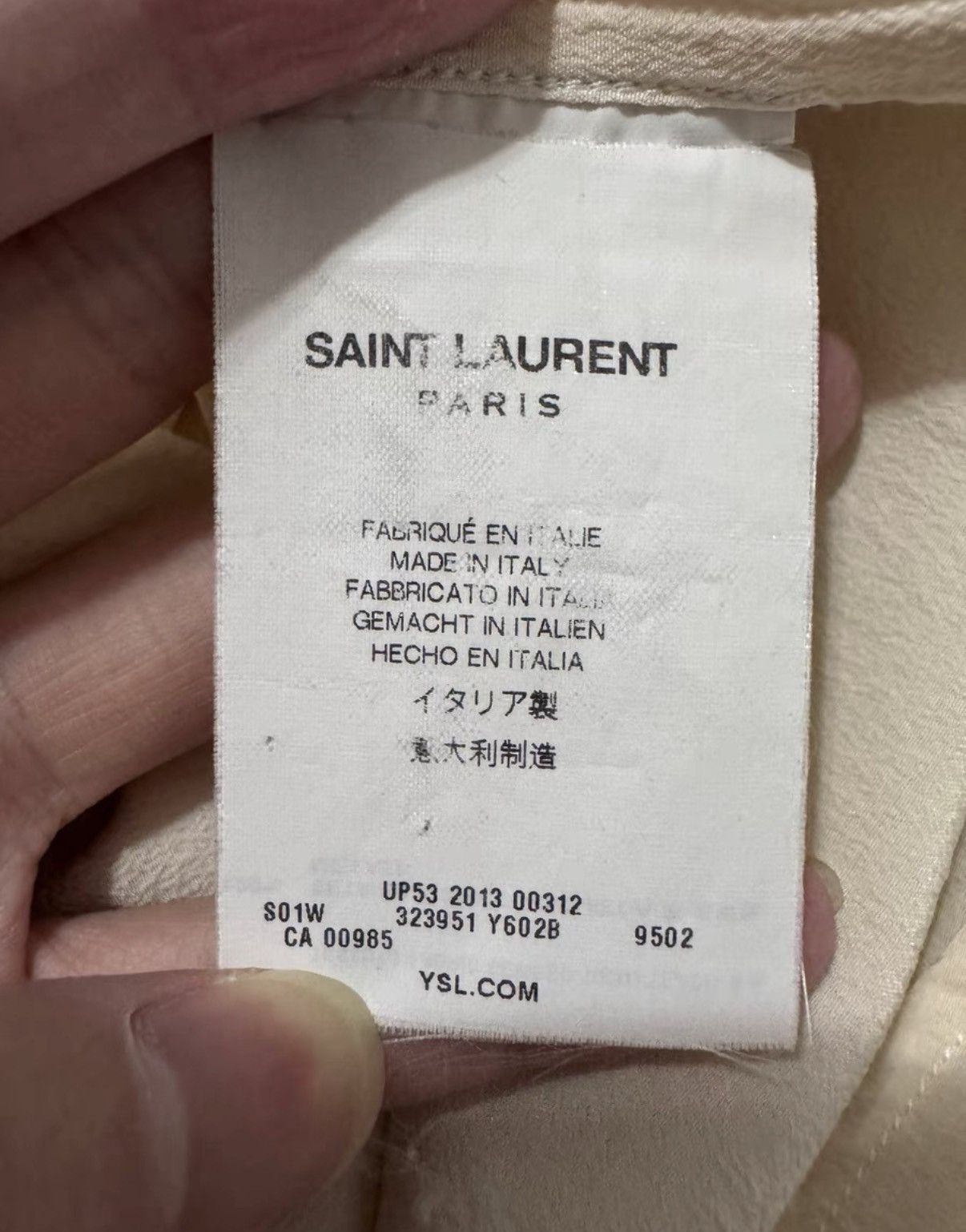 Saint Laurent Paris Saint Laurent 13FW Silk Point Collar Basic Off-White Shirt Size US M / EU 48-50 / 2 - 9 Thumbnail