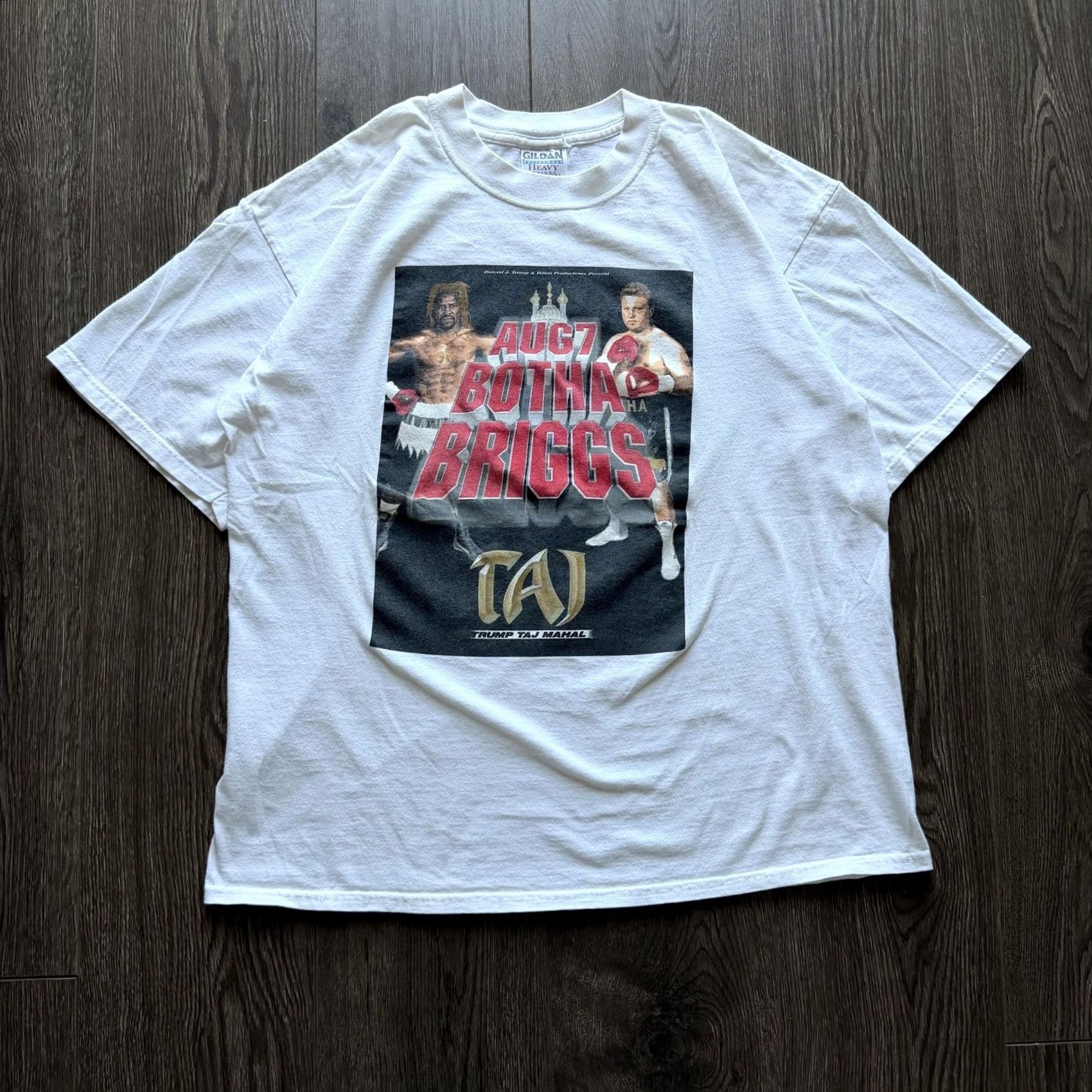 Gildan VINTAGE Botha Shanon Briggs Boxing Graphic Shirt XL White 90s Taj Mahal Tee Size US XL / EU 56 / 4 - 3 Thumbnail