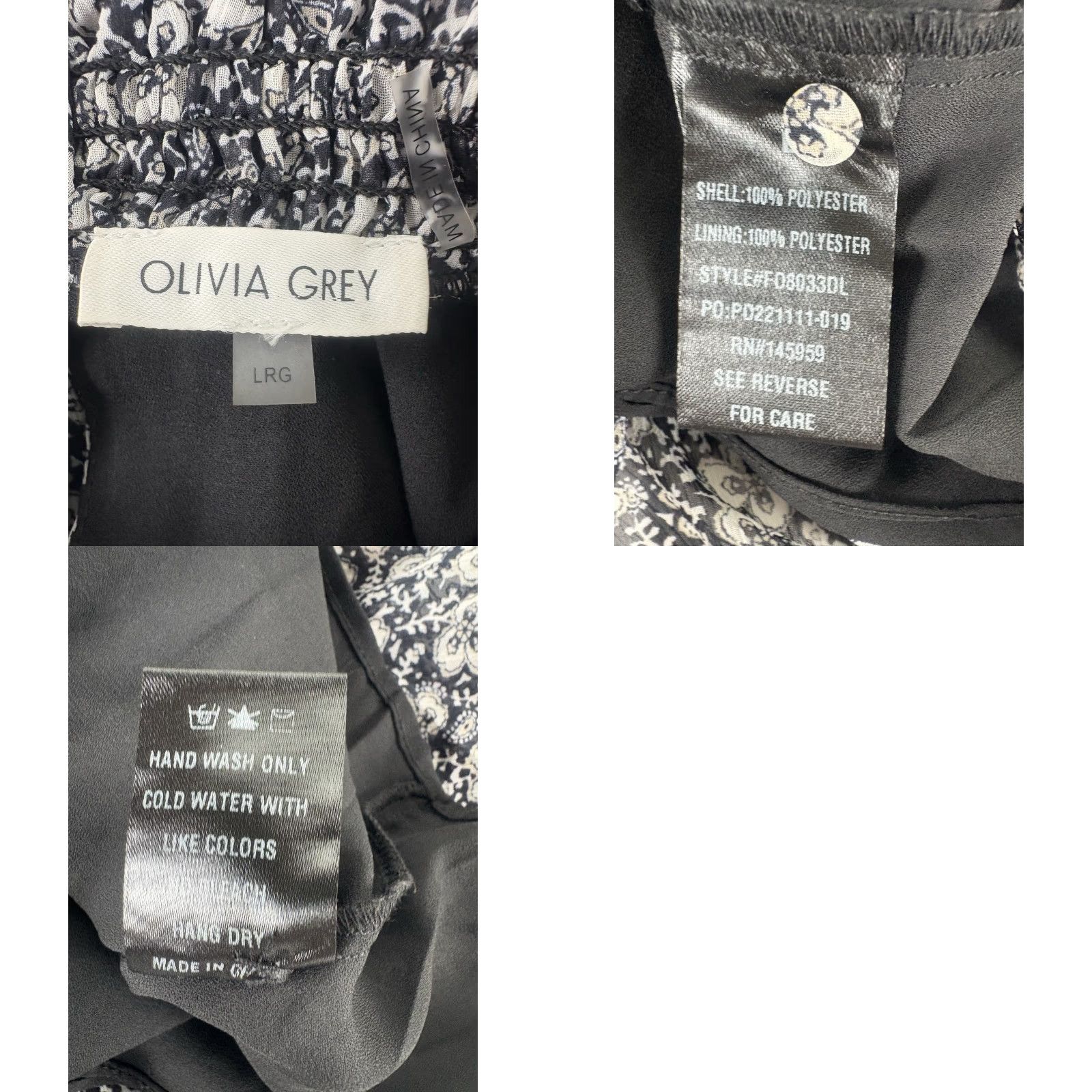 Vintage Olivia Grey Blk/Wht Floral Hi Neck Sleeveless Midi Dress Womens Size L Size L / US 10 / IT 46 - 8 Thumbnail