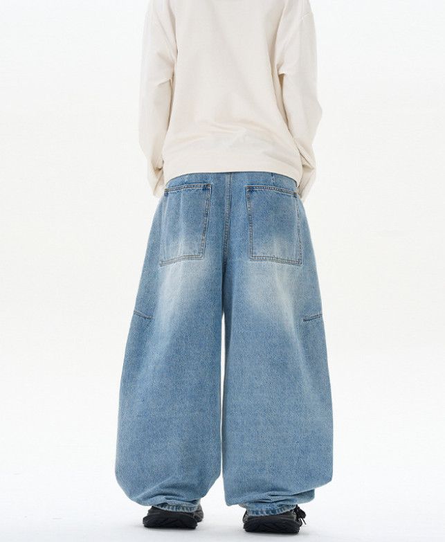 Japanese Brand Men's Retro Street Wide-Leg Patchwork Curved Jeans Y2K Size US 32 / EU 48 - 4 Thumbnail