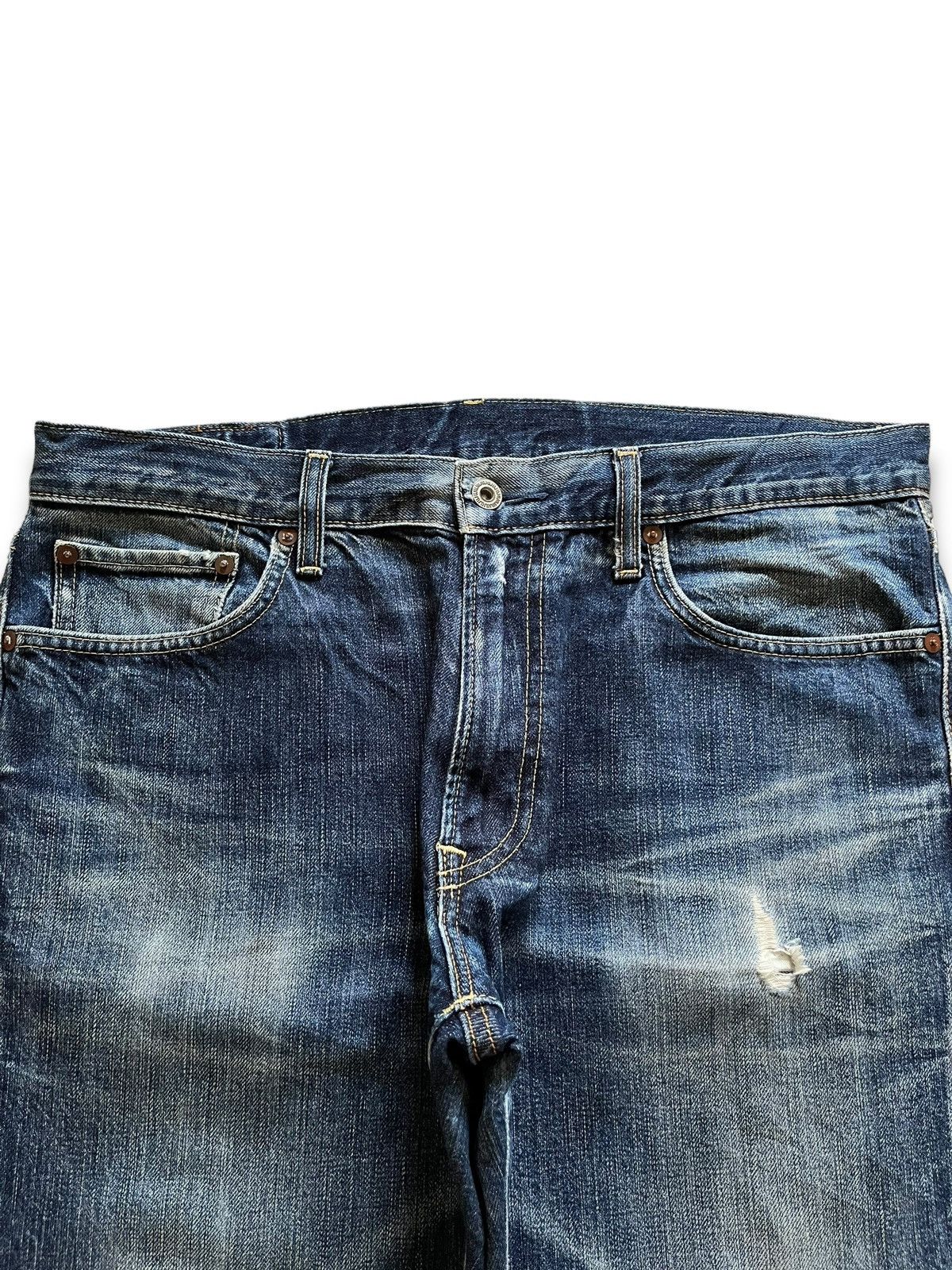 Japanese Brand × Uniqlo Vintage S002 Uniqlo Blue Wash Distressed Baggy Jeans Size US 36 / EU 52 - 4 Thumbnail
