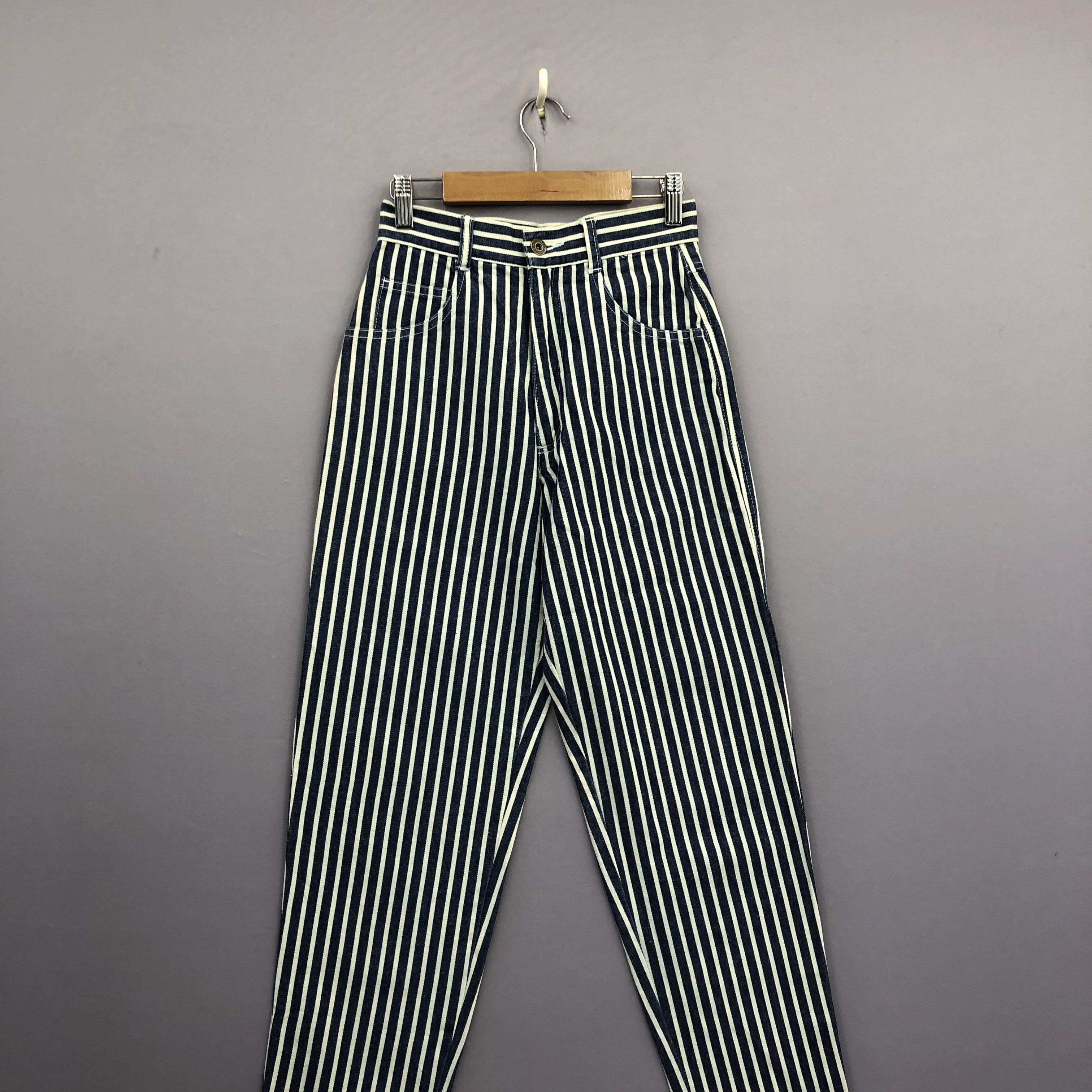 Michiko Koshino Vintage Michiko London Hickory Jeans Japanese Stripes Denim Size 24" / US 00 / IT 34 - 3 Thumbnail