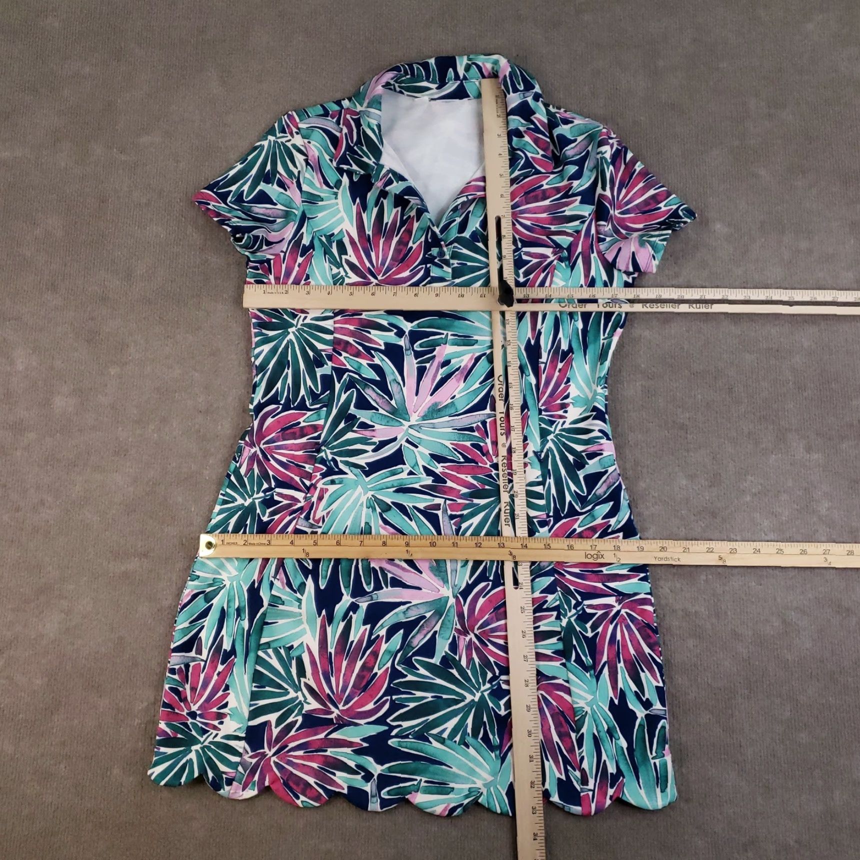 Pinko Sigrid Olsen Dress Womens Small Pink Blue Green Leaf Print Golf Tennis Pockets Size S / US 4 / IT 40 - 2 Thumbnail