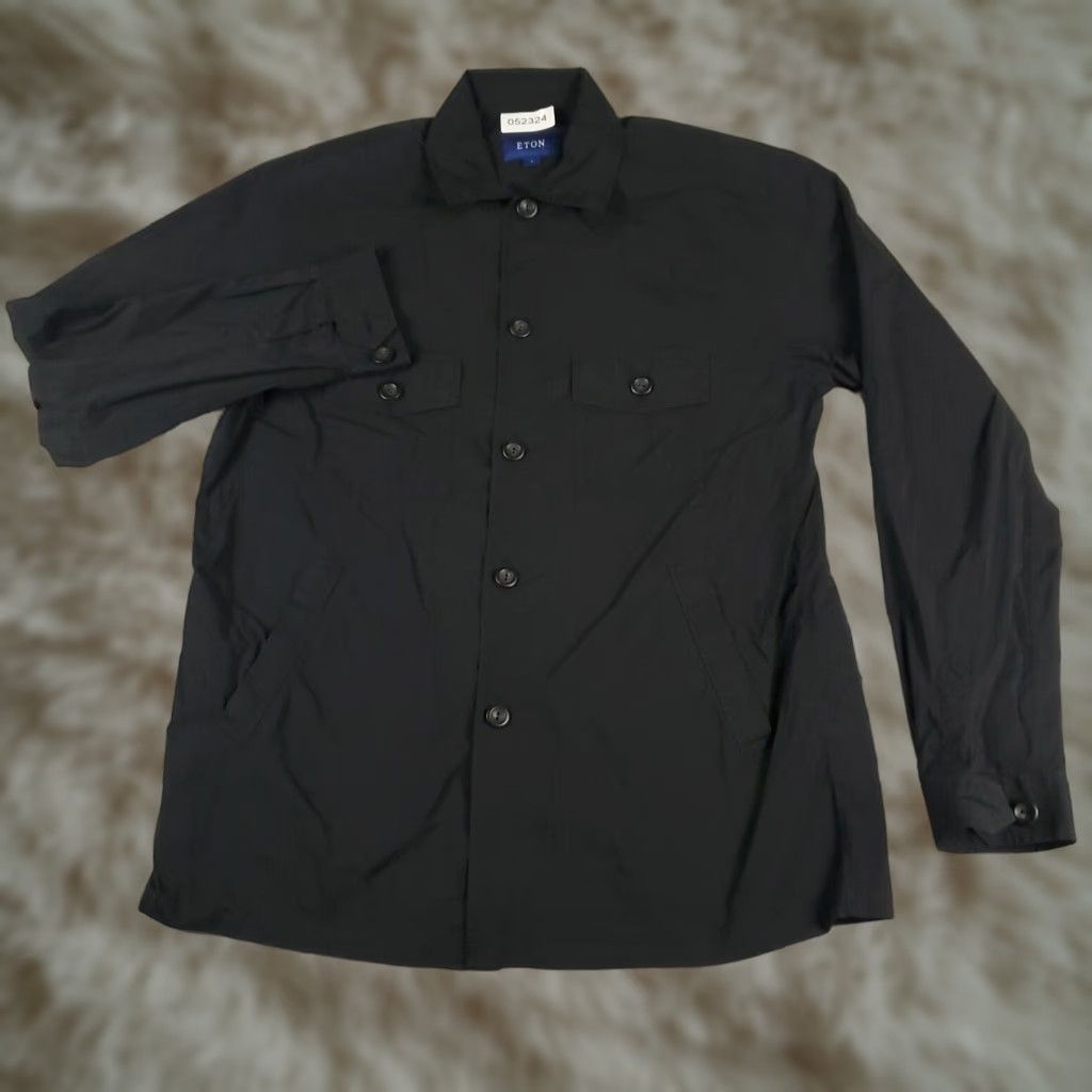 Eton Eton Button-Up Shirt Mens Large Black Long Sleeve Two Pocket Casual Cotton Size US L / EU 52-54 / 3 - 1 Thumbnail